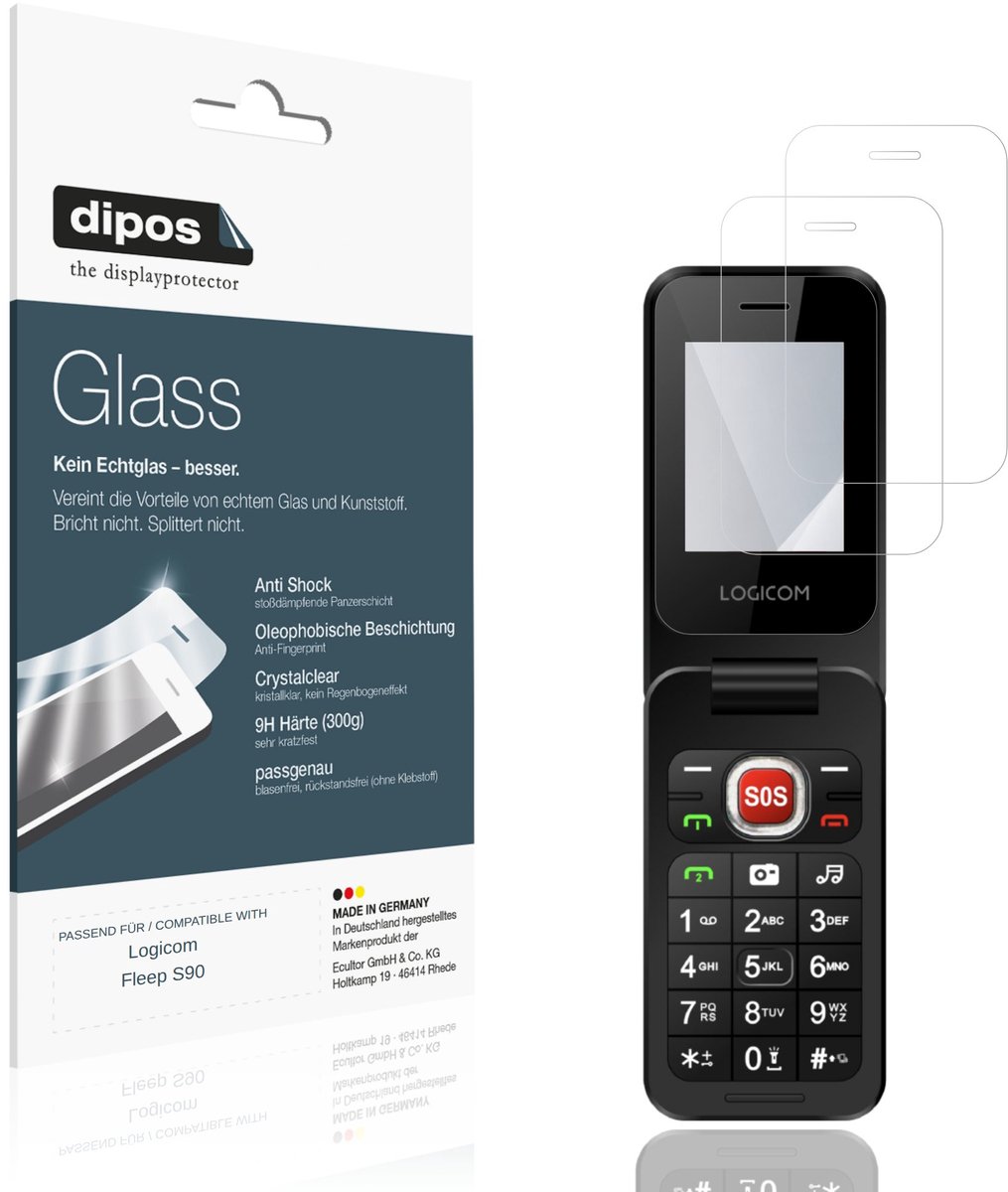dipos – 2x Pantserfolie geschikt voor Logicom Fleep S90 | 9H Screenprotector