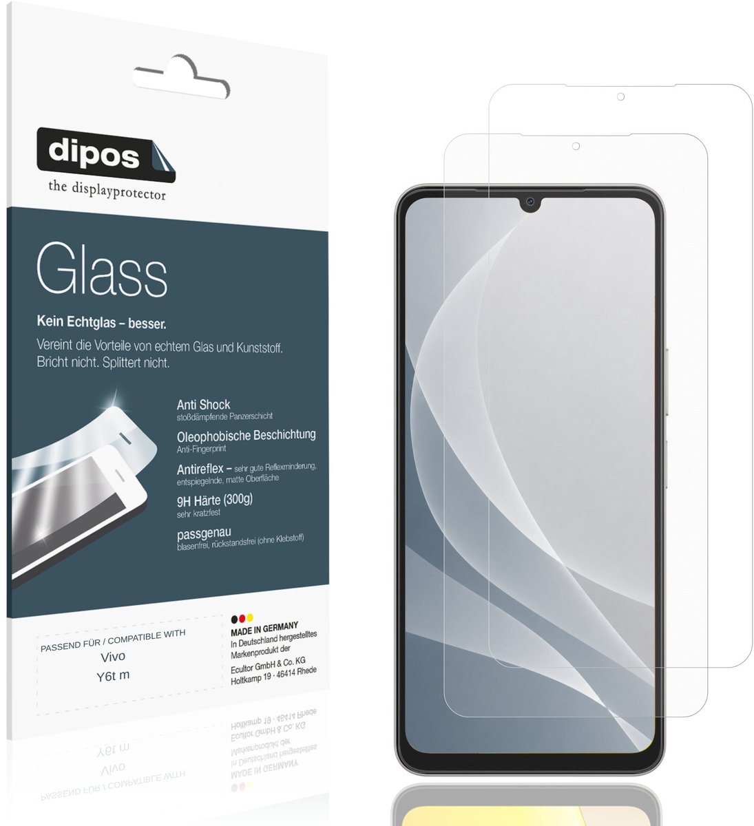 dipos – 2x Matte Pantserfolie geschikt voor Vivo Y6t m | 9H Screenprotector