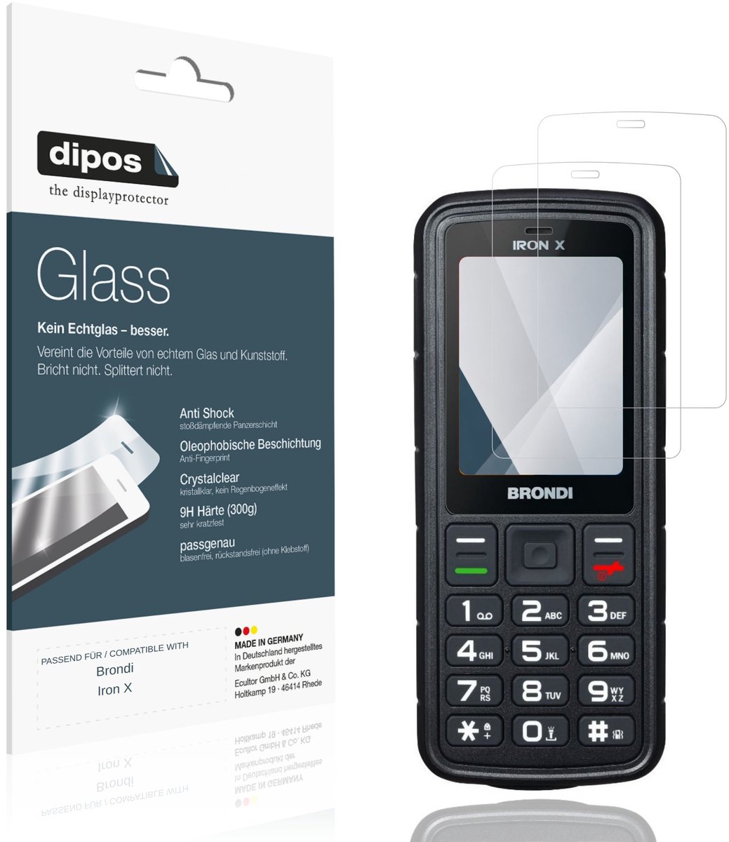 dipos – 2x Pantserfolie geschikt voor Brondi Iron X | 9H Screenprotector