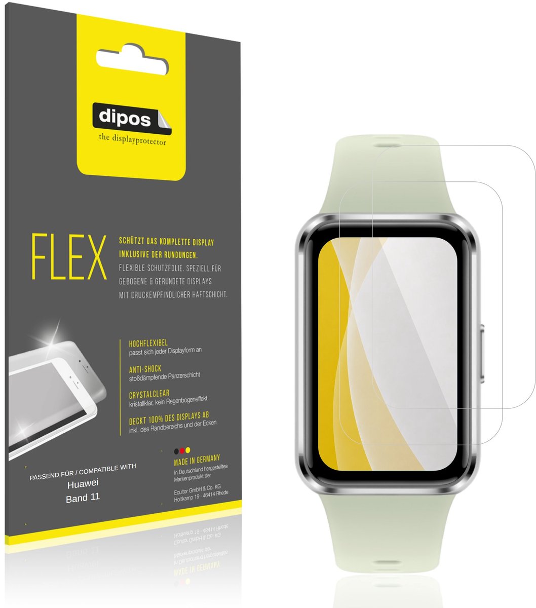 dipos – 2x Beschermfolie geschikt voor Huawei Band 11 | 3D Full Cover Screenprotector | 100% Passend