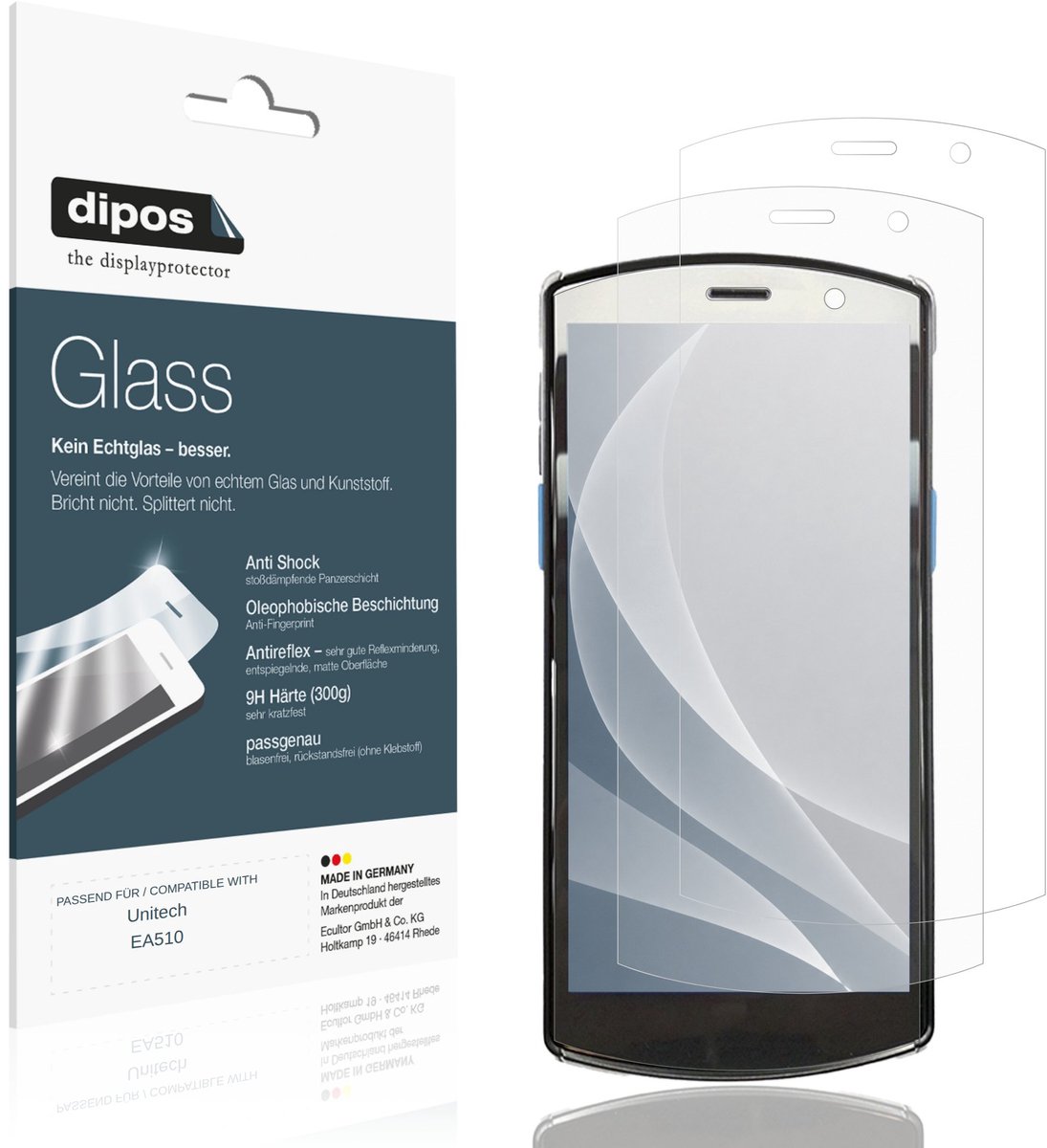 dipos – 2x Matte Pantserfolie geschikt voor Unitech EA510 | 9H Screenprotector