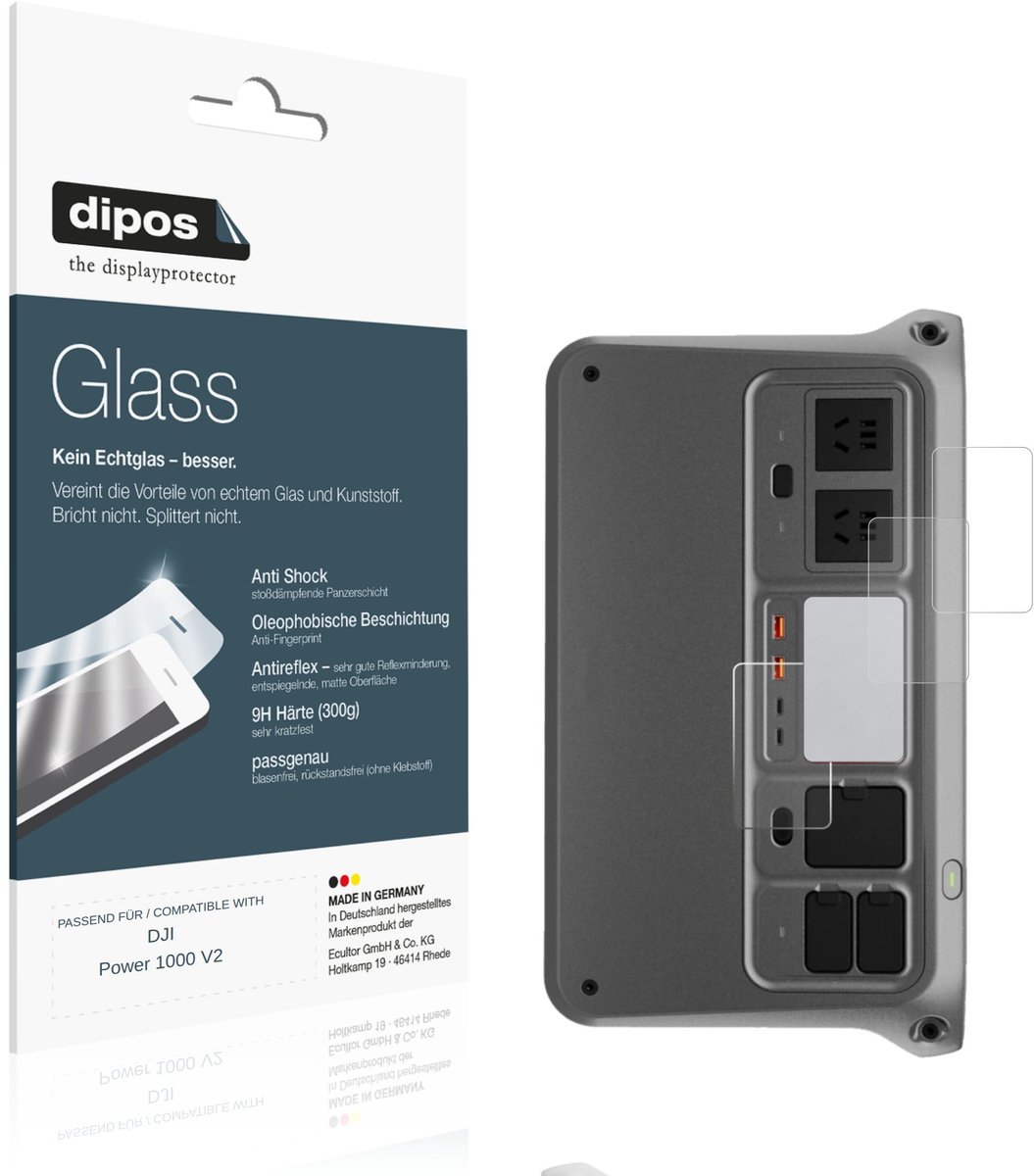 dipos – 2x Matte Pantserfolie geschikt voor DJI Power 1000 V2 | 9H Screenprotector
