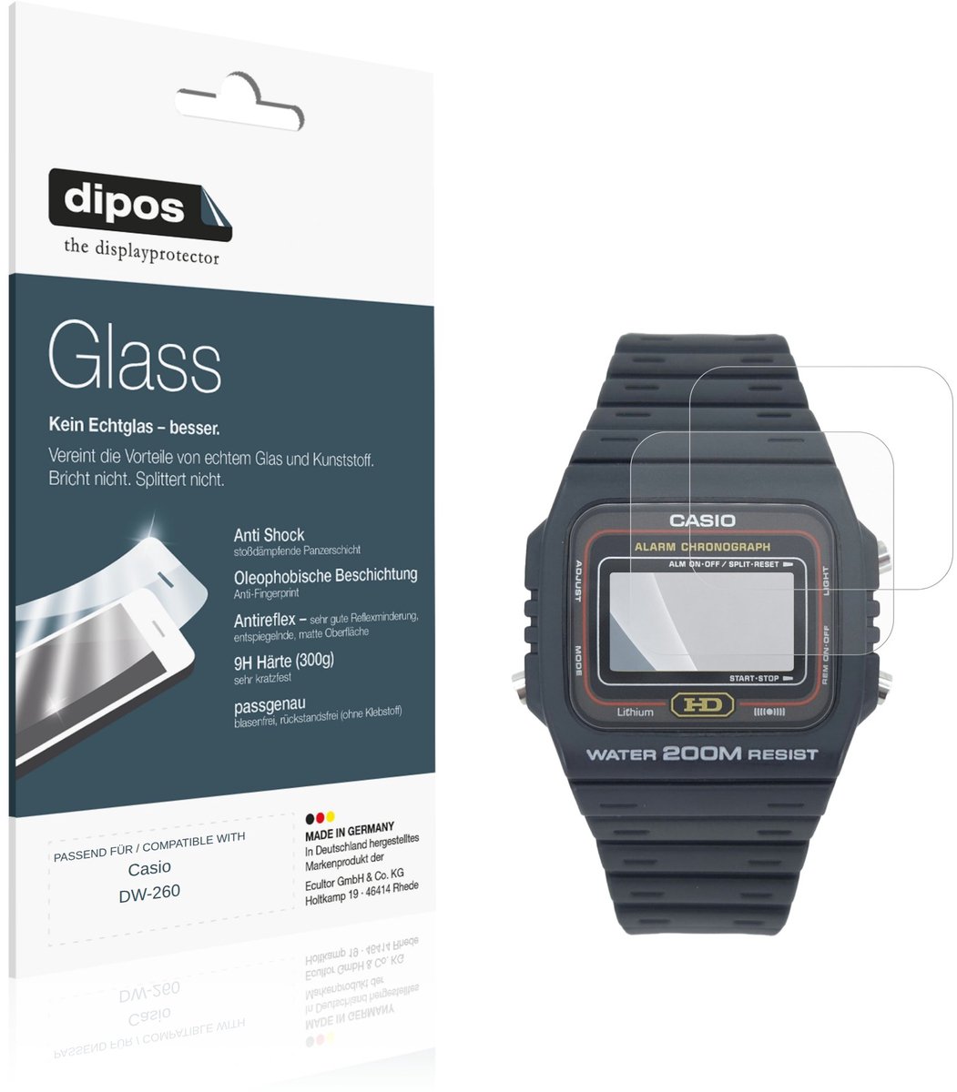 dipos – 2x Matte Pantserfolie geschikt voor Casio DW-260 | 9H Screenprotector