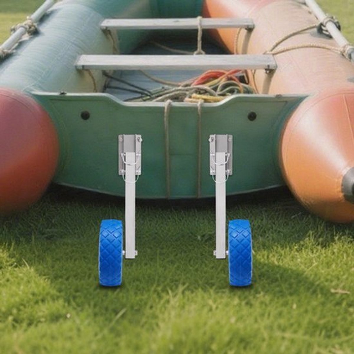 Opblaasbaar Boottrailer Wiel - Blauw 150 kg Draagvermogen - 10 Inch Band - Roestvrij Staal - Voor Opblaasbare Boten