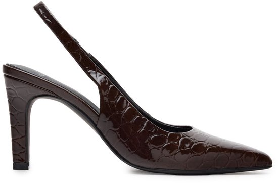 Manfield Manfield - Dames - Bruine croco lakleren slingbacks - Maat 36 | bol