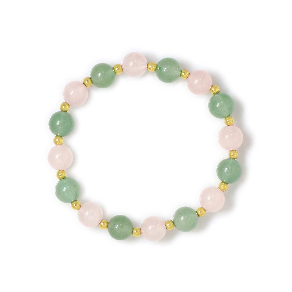 Cavill - Armband met Rozenkwarts, Groene Aventurijn & Gouden Hematiet - 64 Ct Totaal - Ronde Kralen - Natuurlijke Edelstenen - Braziliaans Design