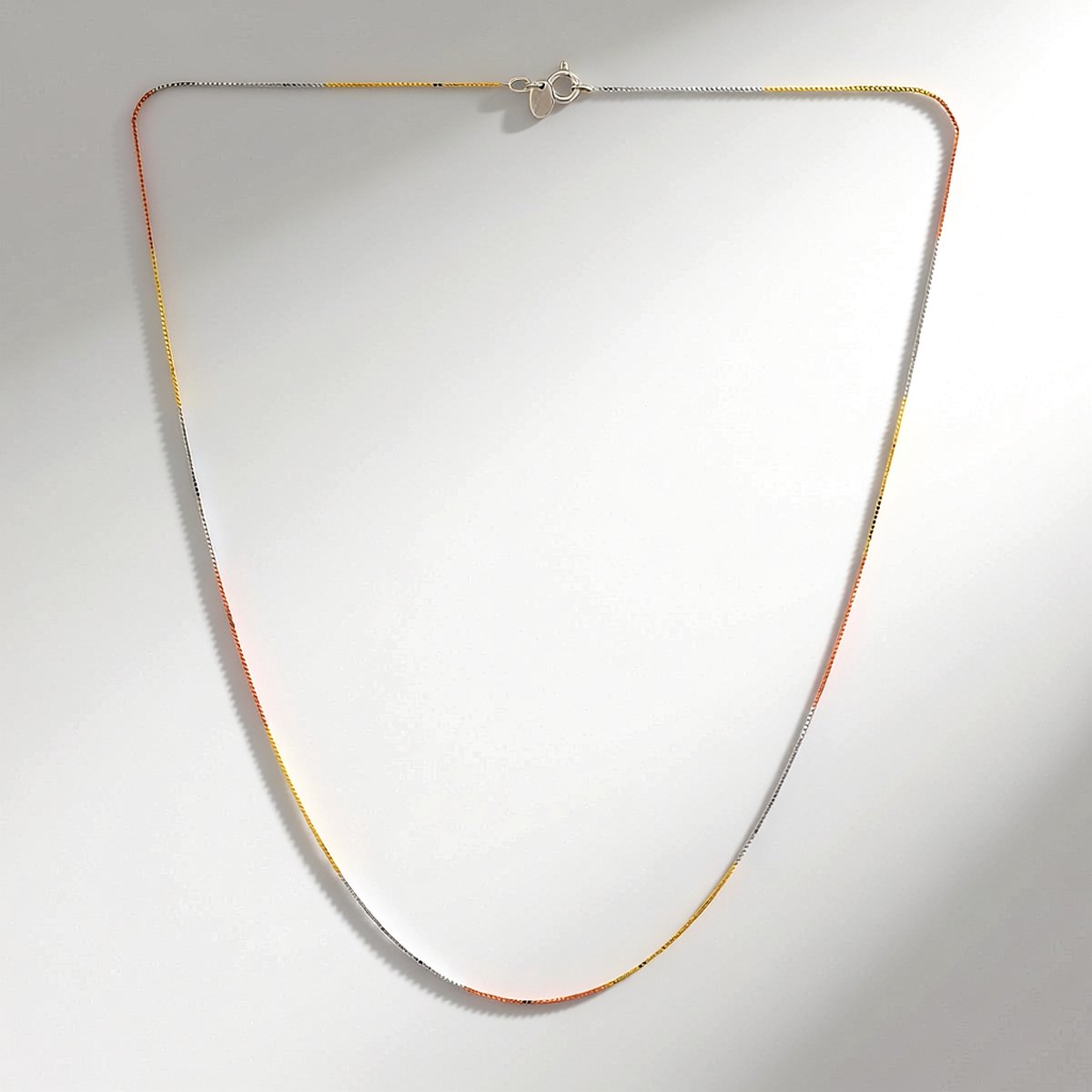 Cavill - Elegante driekleurige 925 sterlingzilver halsketting 45 cm - Rhodium plated - Lichtgewicht zilveren sieraad voor dames