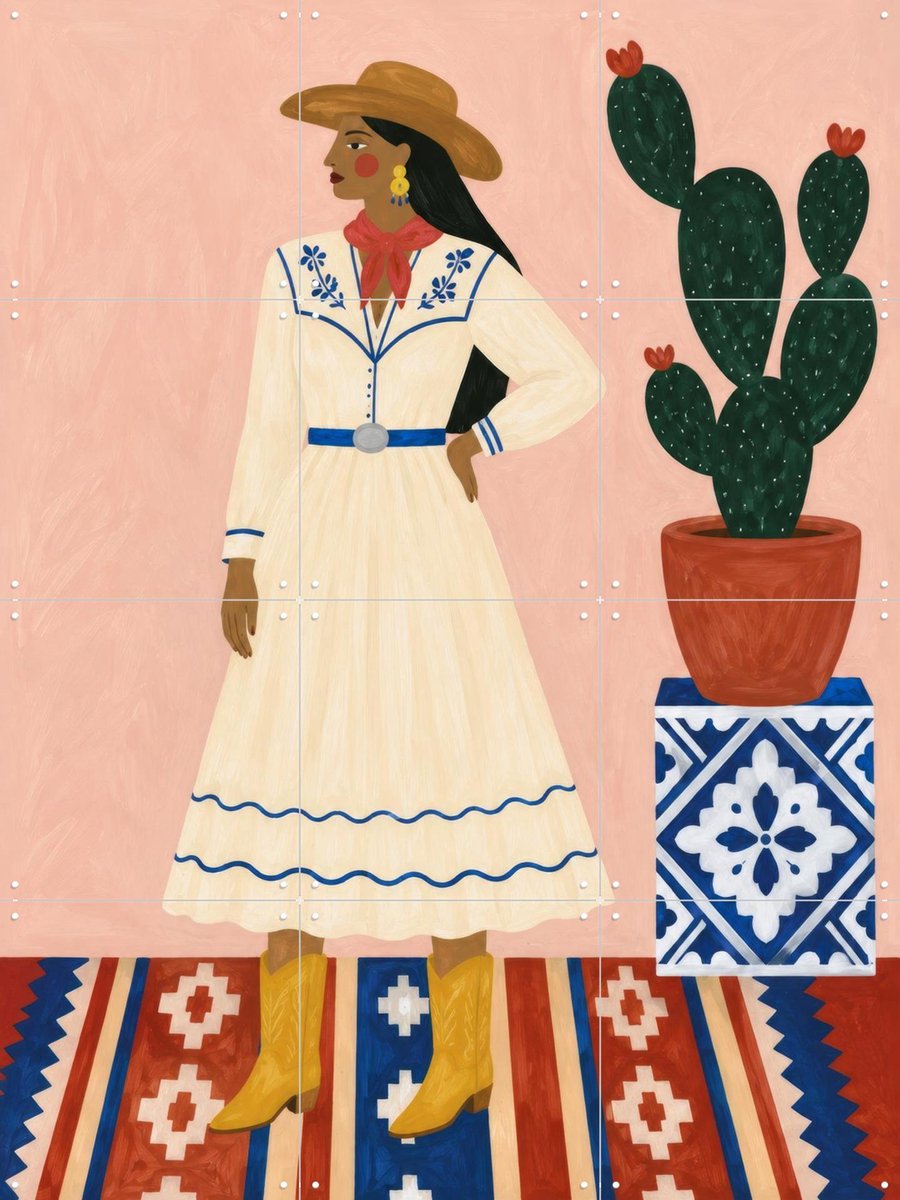 IXXI Desert Darling, Atelier Pommeline - 60 x 80 cm - Gratis ophangtool - Grote wanddecoratie en posters - Kleurrijk, Speels, Illustraties, Eetkamer