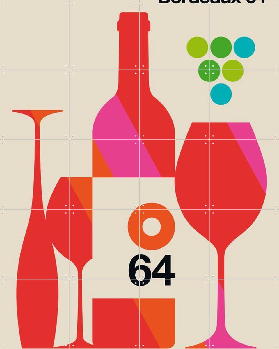 IXXI Bordeaux 64, Bo Lundberg - 80 x 100 cm - Gratis ophangtool - Grote wanddecoratie en posters - Grafisch Ontwerp, Illustraties, Geometrische Kunst