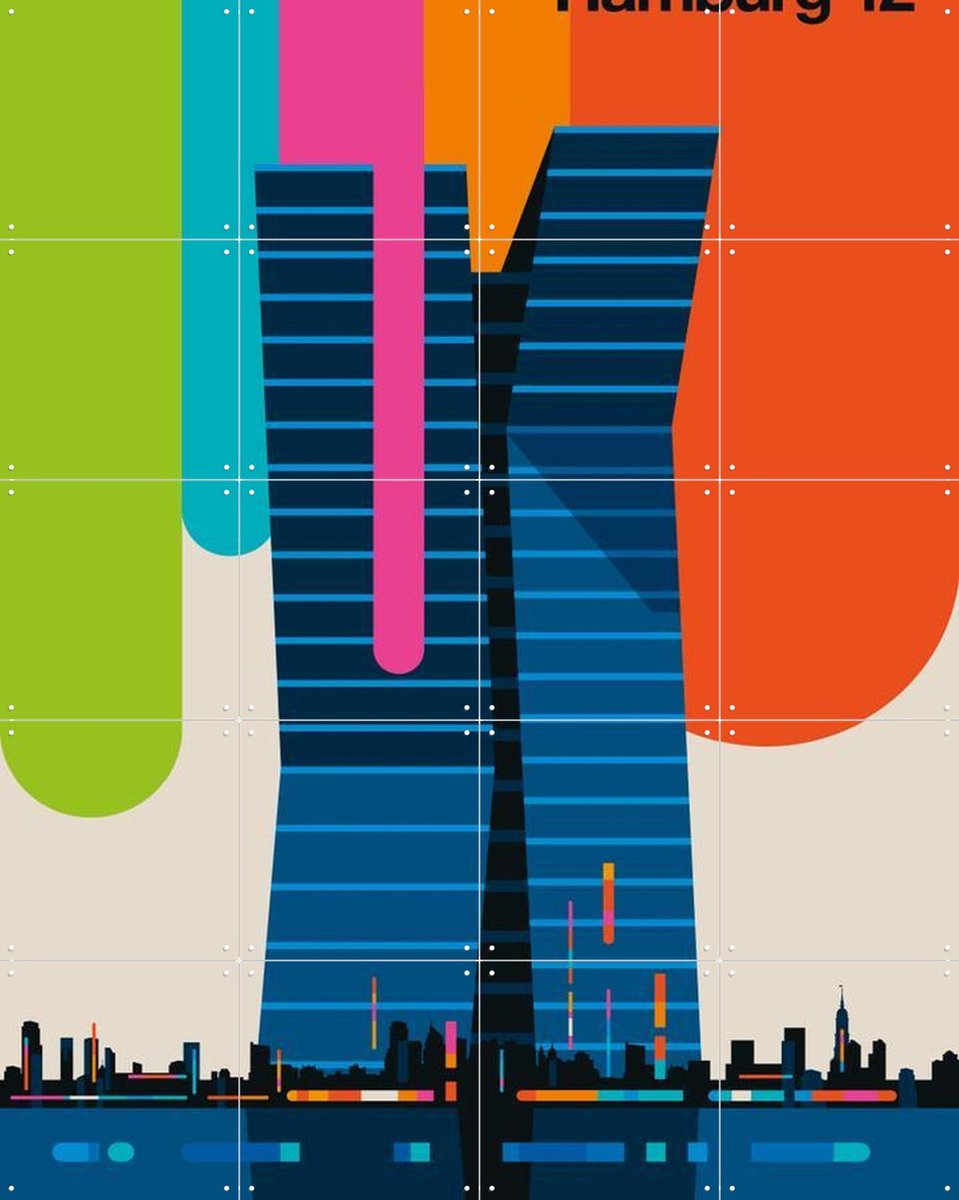 IXXI Hamburg 12, Bo Lundberg - 80 x 100 cm - Gratis ophangtool - Grote wanddecoratie en posters - Geometrische Kunst, Illustraties, Grafisch Ontwerp