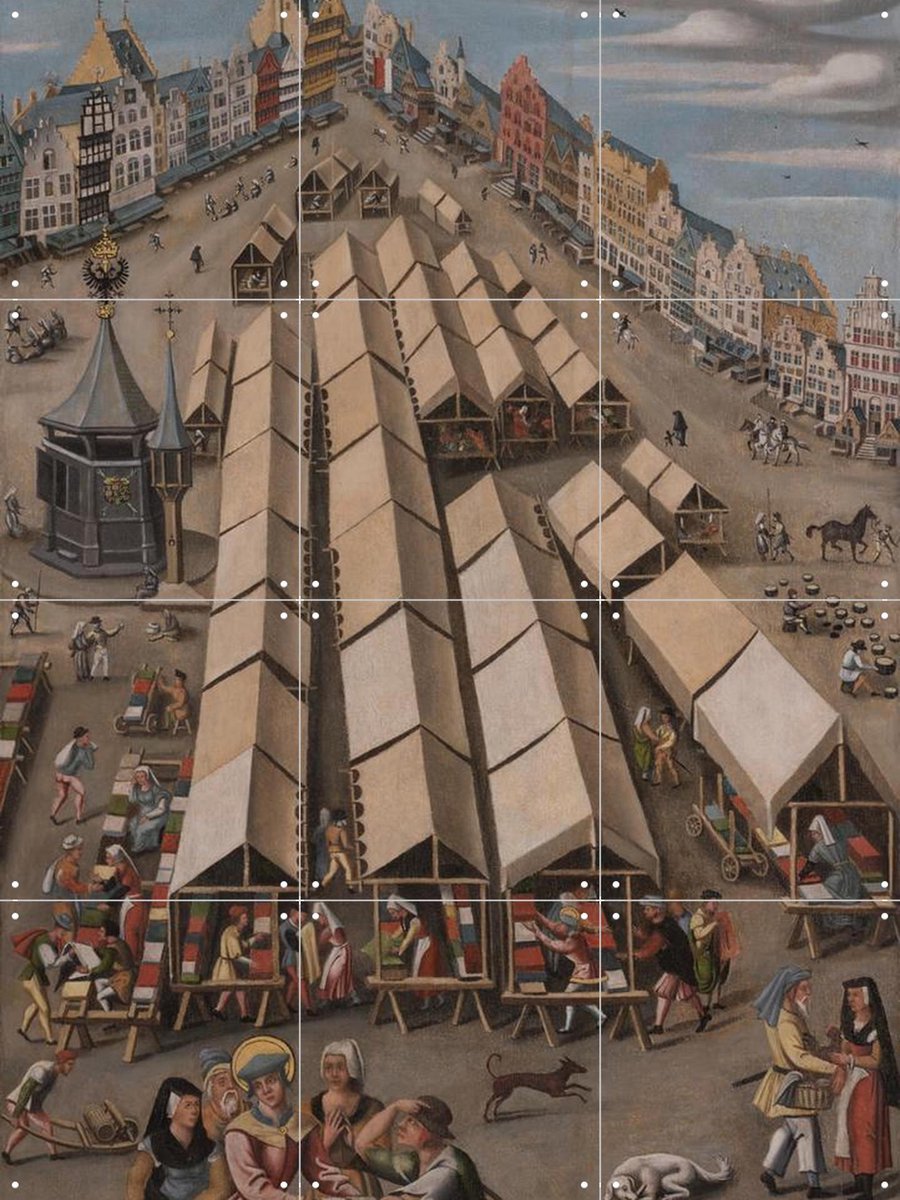 IXXI De lakenmarkt van 's-Hertogenbosch, Anoniem & Het Noordbrabants Museum - 60 x 80 cm - Gratis ophangtool - Grote wanddecoratie en posters -