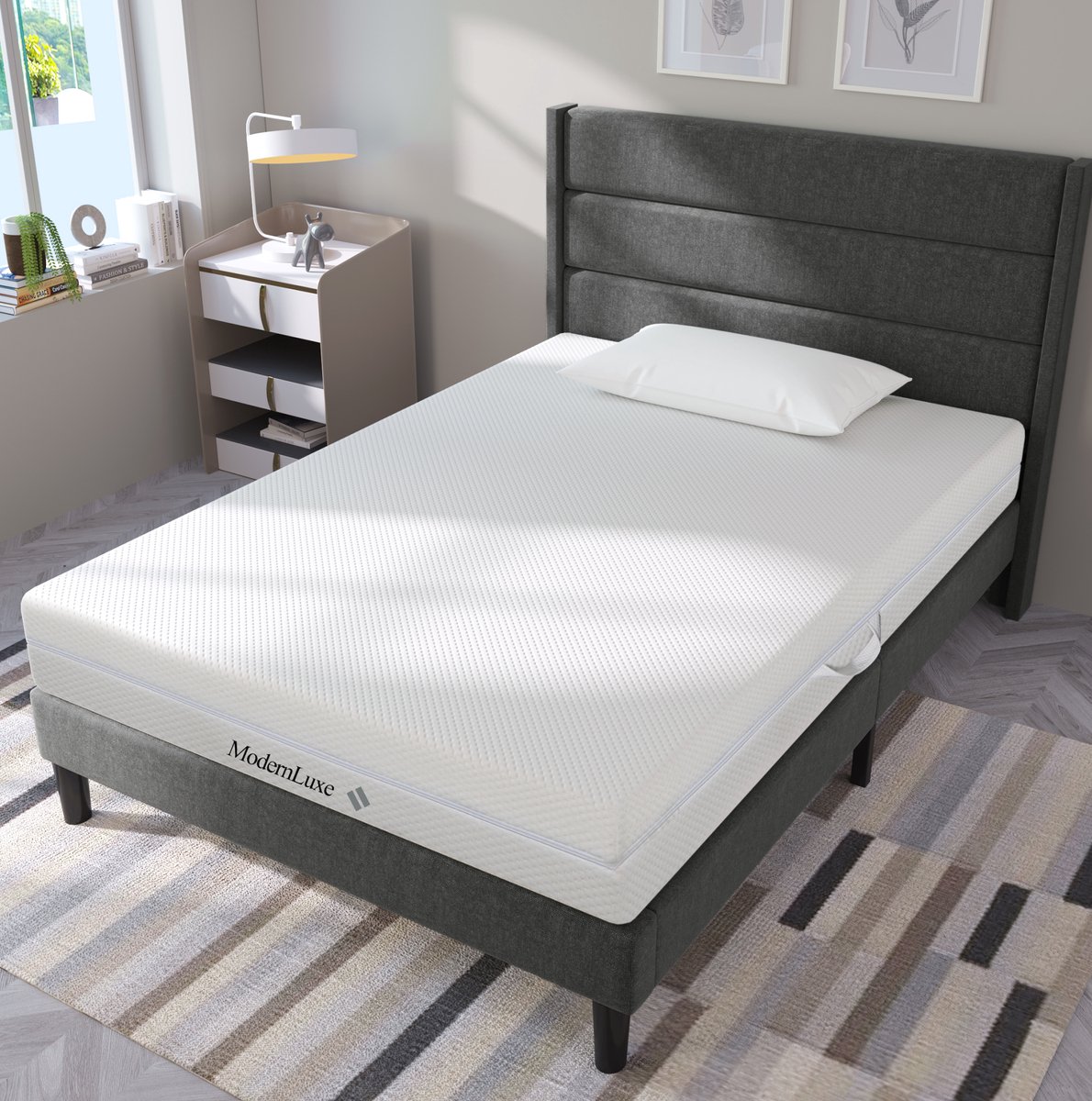 OKWISH Comfortschuimmatras 90x190 Cm - 7 Zones Koudschuimmatras - Wendematras Met Wasbare Hoes En Rits - 20 Cm - H2 H3 - Wit