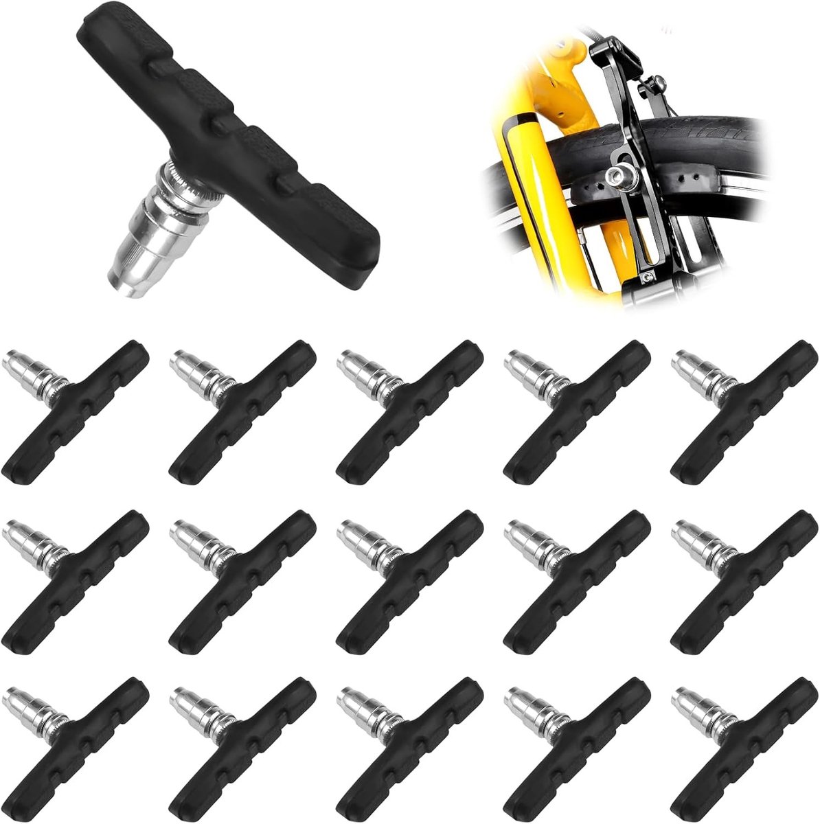 Remblokken voor Fiets - 70 mm - V-Brake Remblokjes - Geluidsarm en Zelfreinigend - Voor Diverse Fietstypes