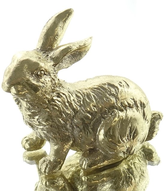Scheulen paasdecoratie konijn Aladin zittend antiek goud 9 cm