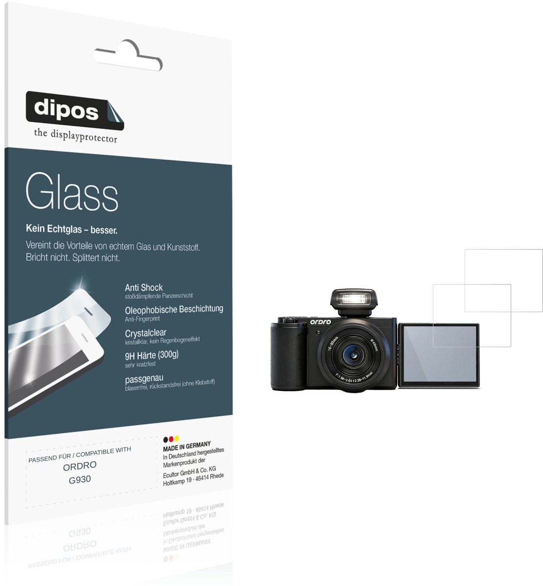 dipos – 2x Pantserfolie geschikt voor ORDRO G930 | 9H Screenprotector
