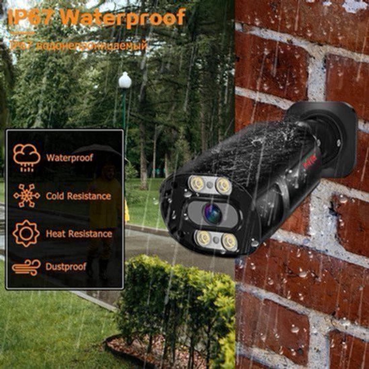 Beveiligingscamerasysteem - Bewakingscamera - Beveiligingscamera - 8CH - NVR - 8MP - Openlucht - IP67 - XMEye APP - 8 stuks - NTSC,PAL - Zwart