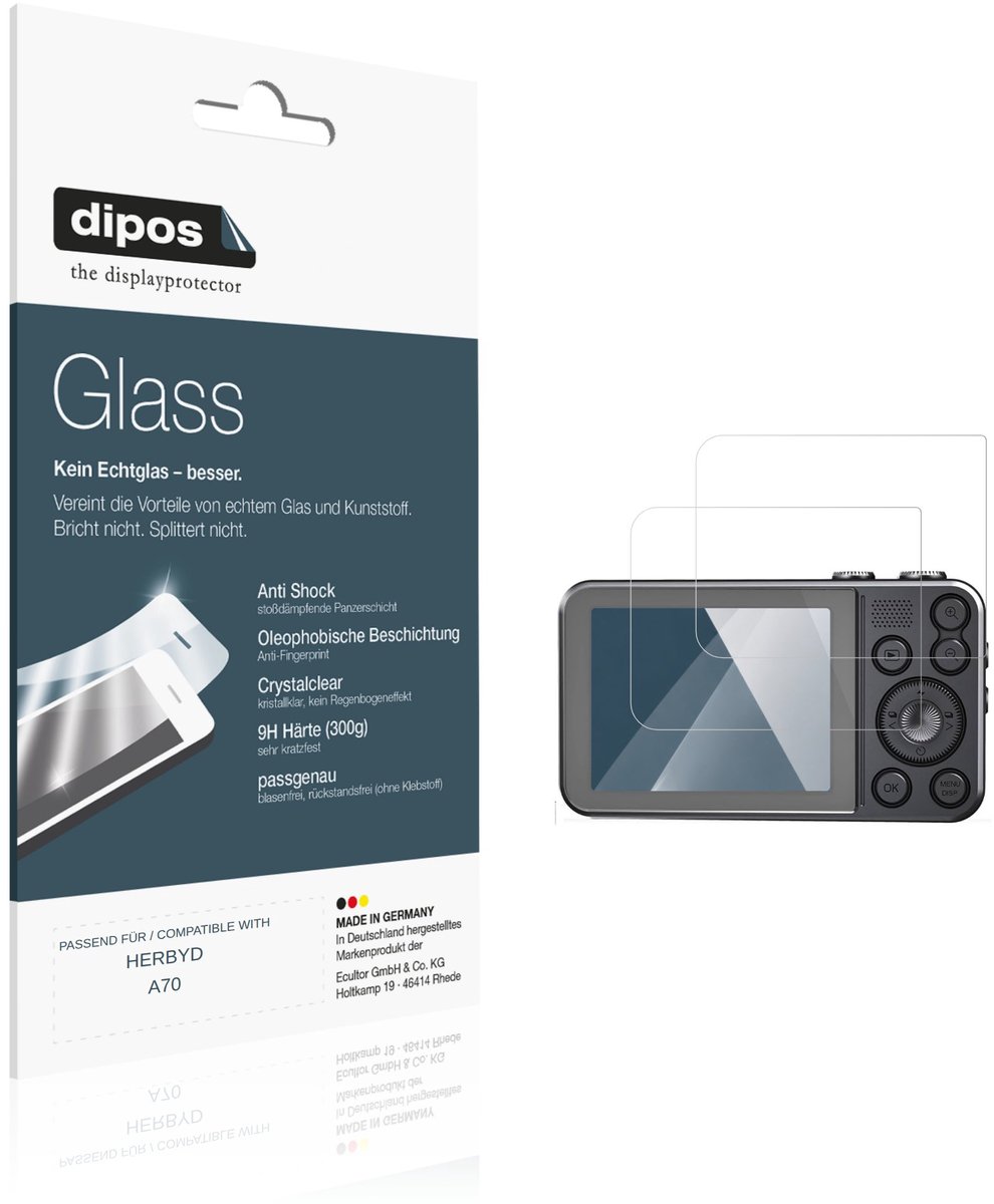 dipos – 2x Pantserfolie geschikt voor HERBYD A70 | 9H Screenprotector
