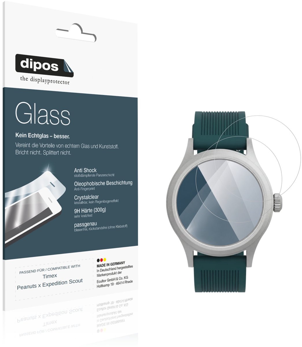 dipos – 2x Pantserfolie geschikt voor Timex Peanuts x Expedition Scout | 9H Screenprotector