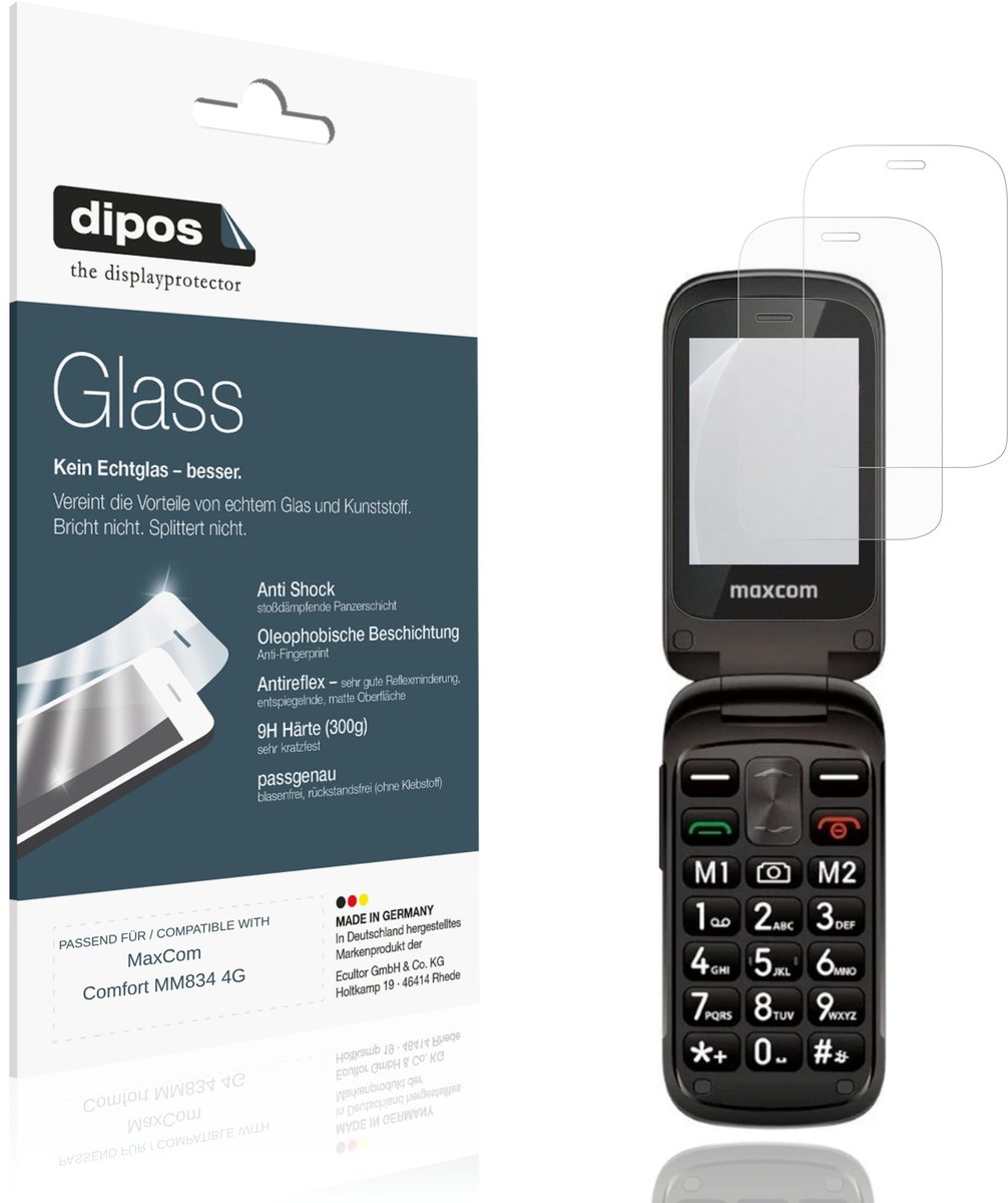 dipos – 2x Matte Pantserfolie geschikt voor MaxCom Comfort MM834 4G | 9H Screenprotector