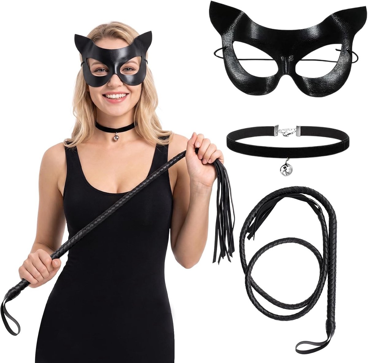 Dames Kattenkostuum met Accessoires voor Halloween en Feestelijke Gelegenheden, Perfect voor Kostuumfeestjes