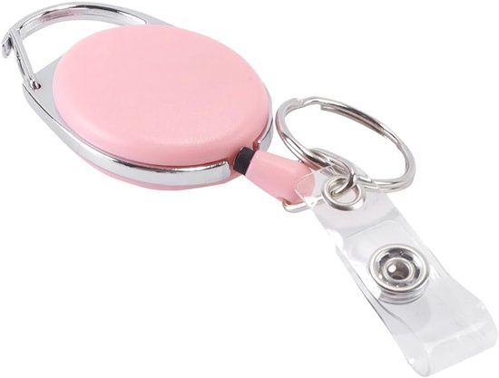 Intrekbare Badge Reel in Roze - 2 Stuks Elliptisch Design met Nylon Koord en Clip voor Outdoor Gebruik en Accessoires — afbeelding 3