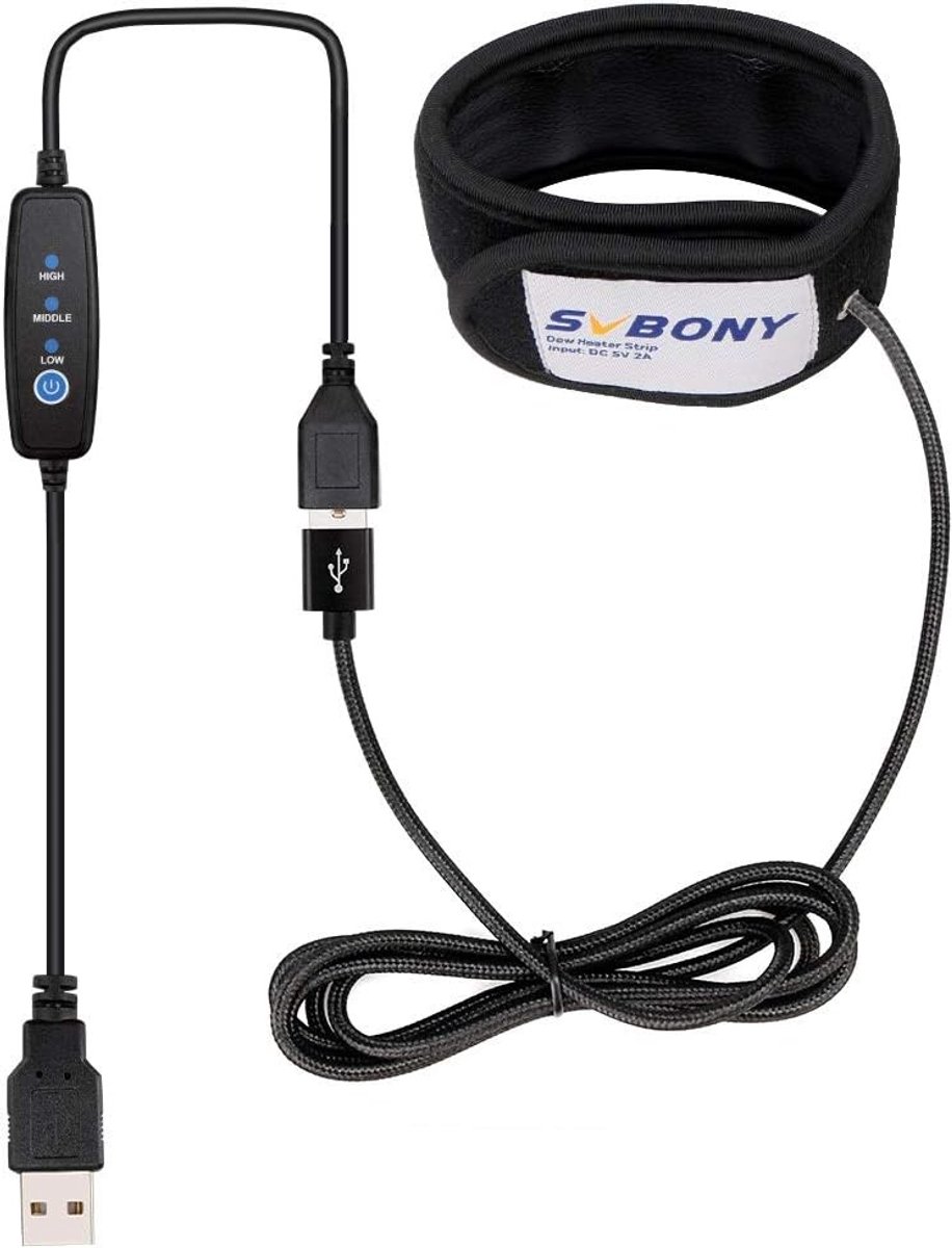Lens Warmer voor Telescoop en Camera - USB Universele Dew Heater Strip met 3 Temperatuurinstellingen voor Optimale Beeldkwaliteit en Bescherming tegen Vocht