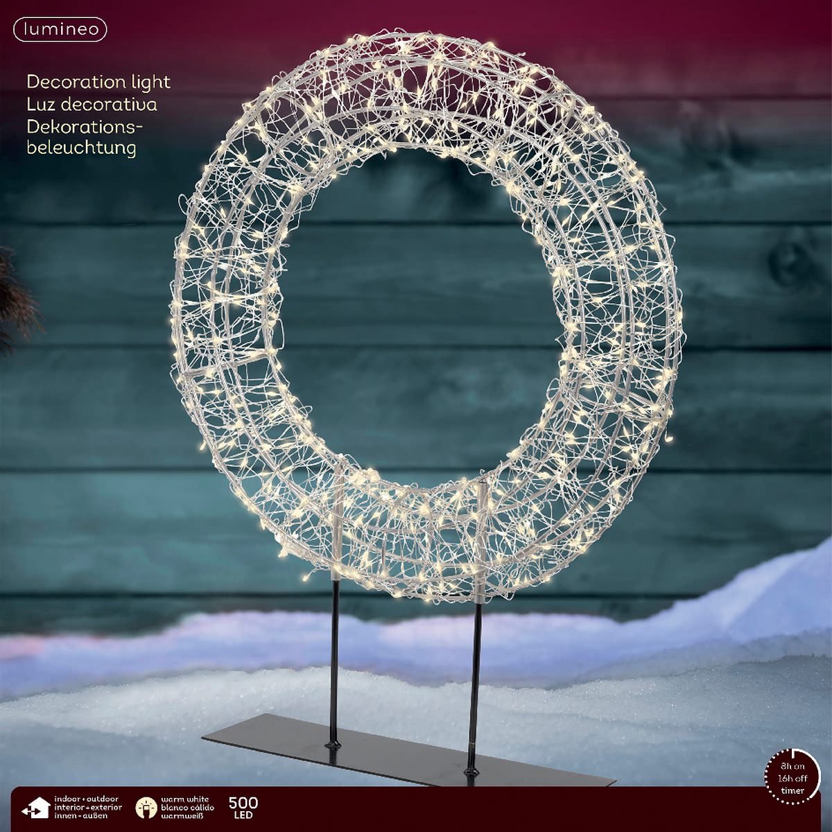 Warm wit 500 Micro-LED verlichte krans tafellamp wit zilver 38 x 51...