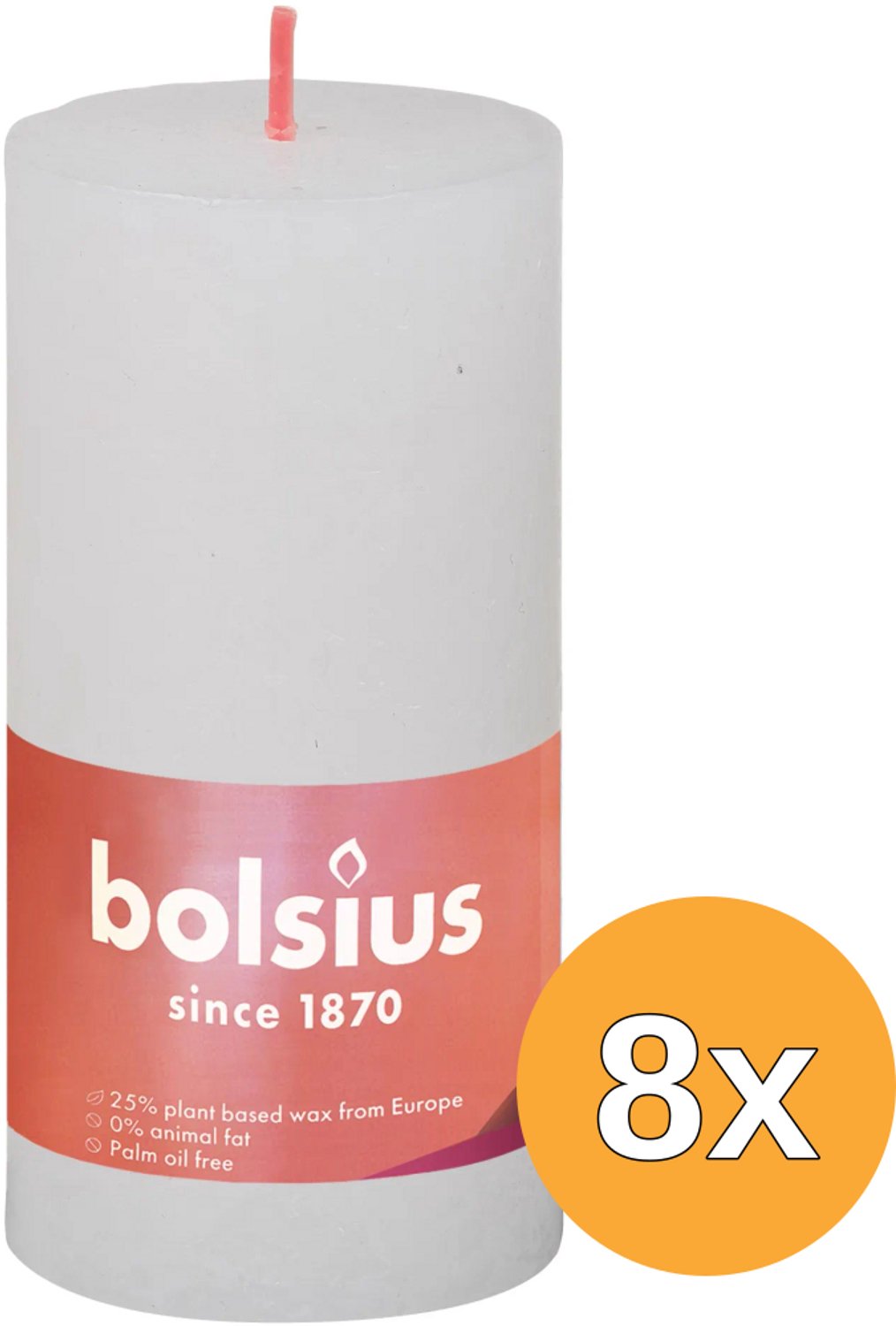 Bolsius Stompkaarsen Shine 8 st rustiek 100x50 mm wolkenwit Troebelwit