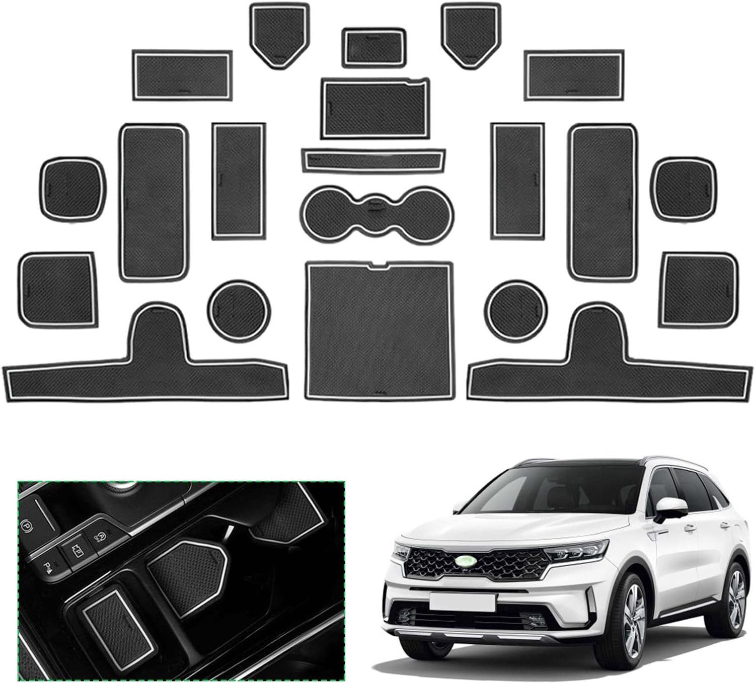GAFAT 2021 2022 Ki-a Sorento Non-slip Mats Sorento Rubber Mats for Center Console Storage Box Organizer Glove Box - ShopVlot