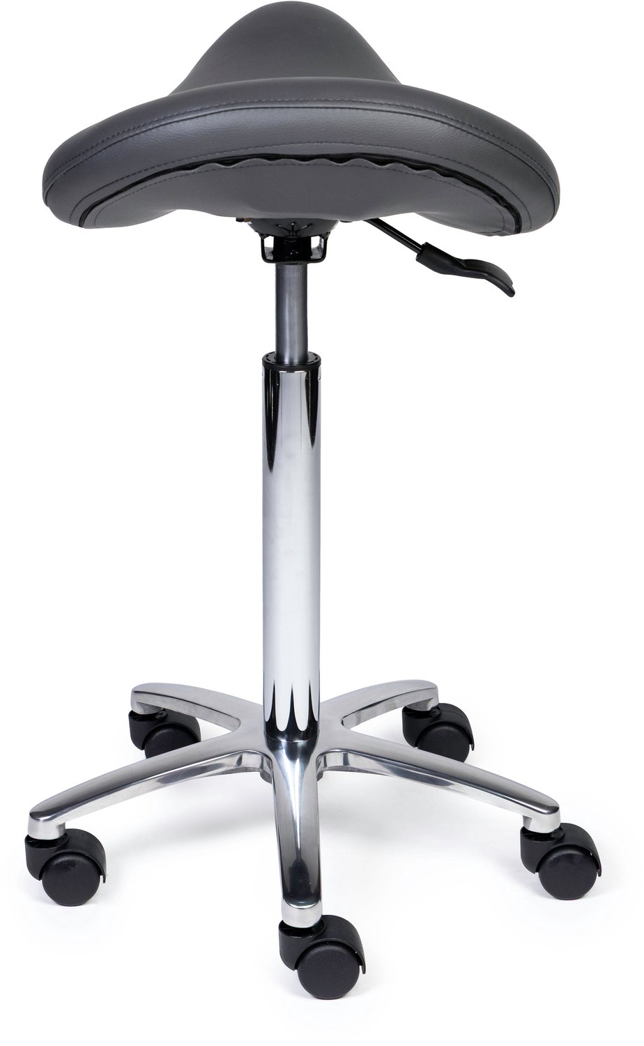 Ergonomische Zadelkruk Premium Grijs op Wielen Hoge uitvoering (70-84cm) / Zonder voetensteun / Standaard wielen