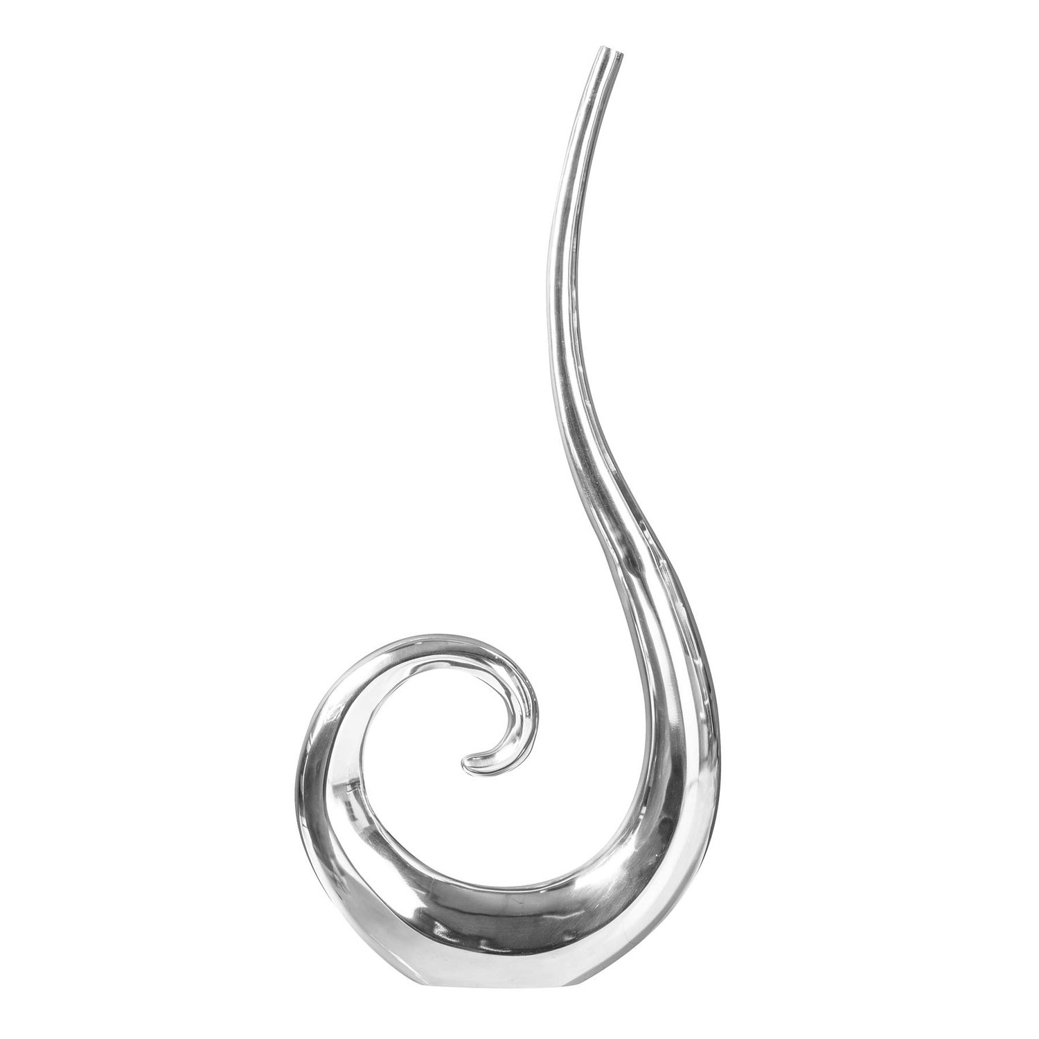 Famanu Moderne Wave XL vaas van gepolijst aluminium, 105 cm hoog, zilver, decoratieve bloembak voor interieuraccessoires