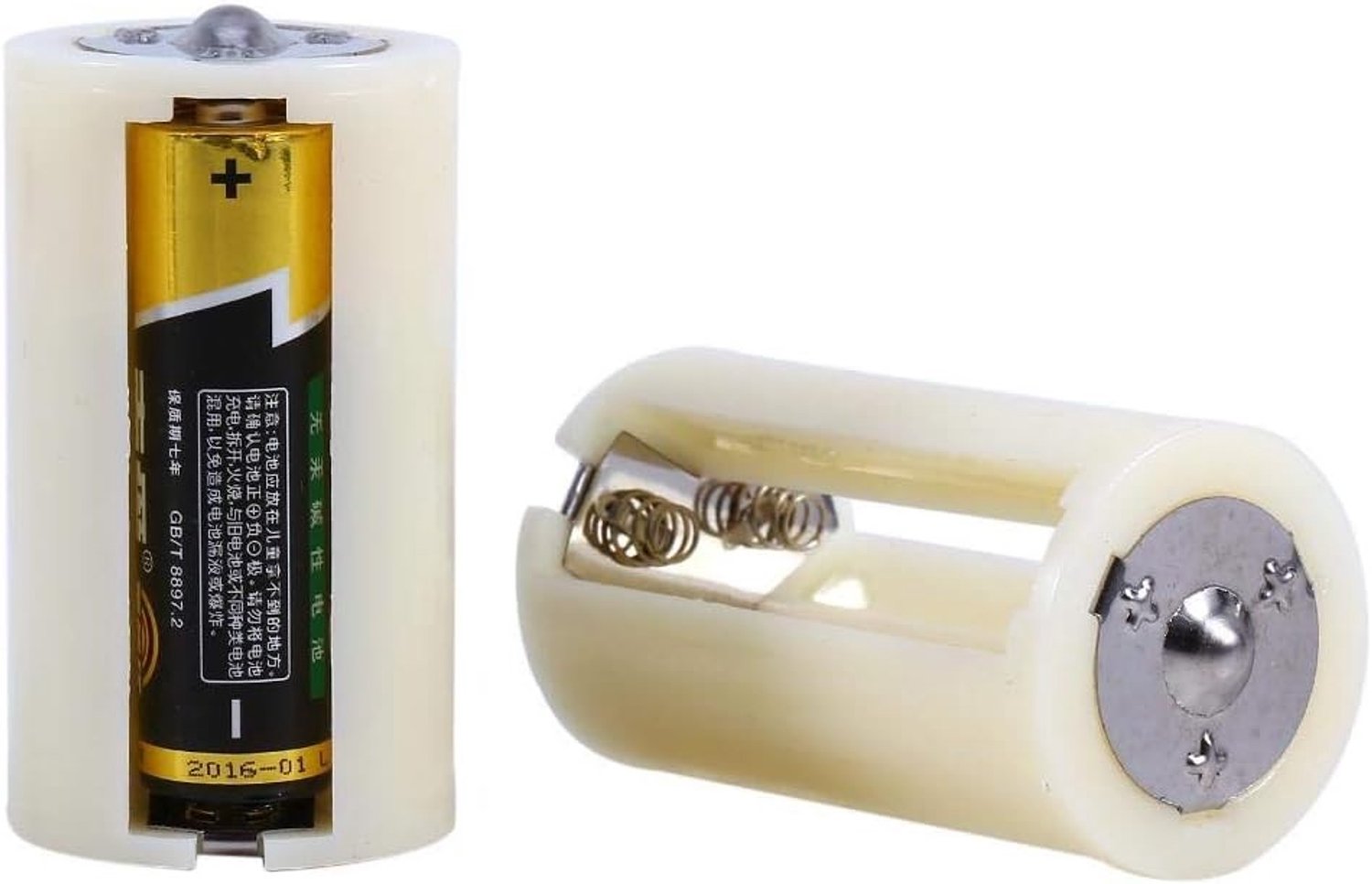 Batterij Adapter - Wit - Omzetten van 3 AA naar 1 D batterij - Voor Elektronica en Noodsituaties