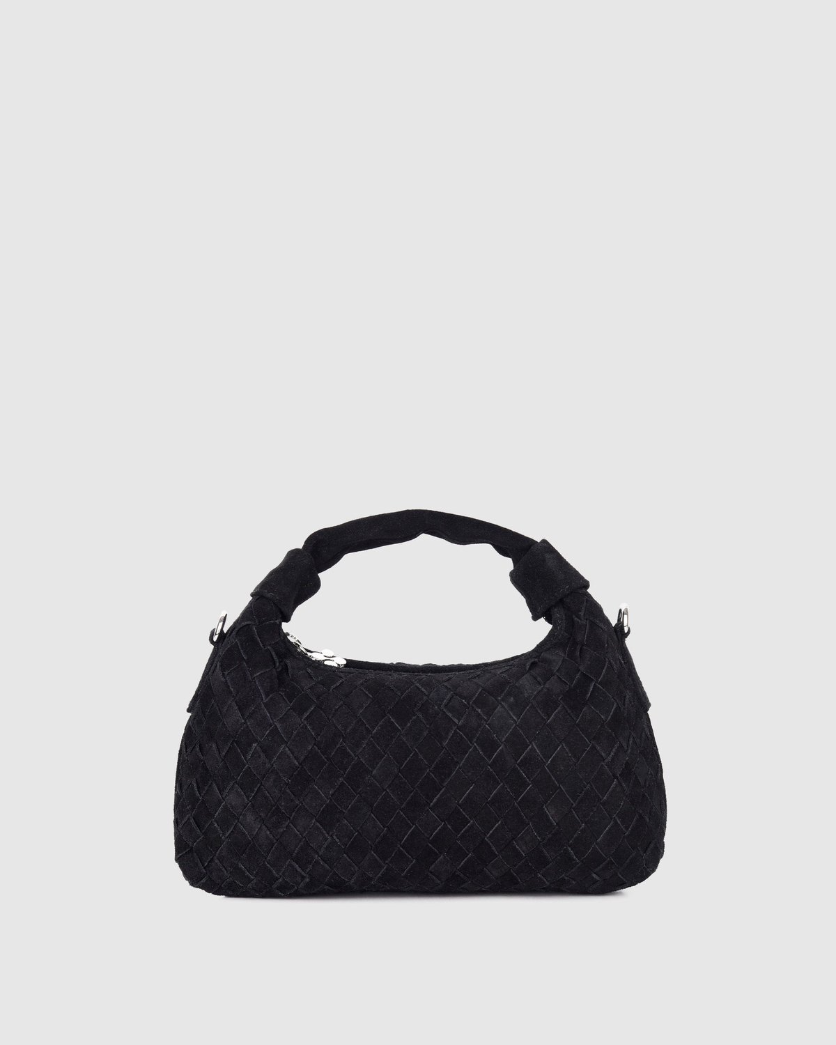 Núnoo Mini Dandy Gevlochten Suède Tas - Zwart