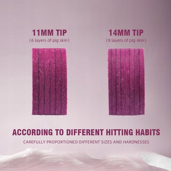 Roze Biljartkeu Tip 11/14mm Varkensleer S/M/H — afbeelding 3