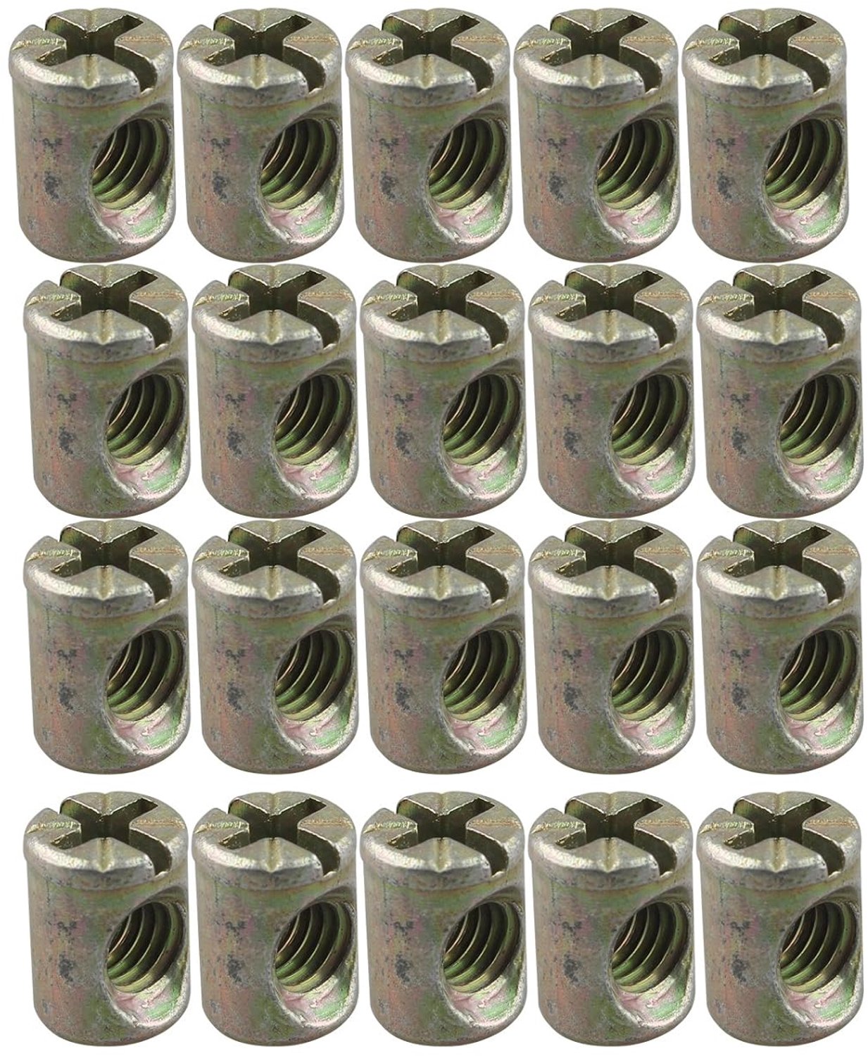 20PCS M6 * 13MM Barrel Nuts Cross Dowels Slotted Nuts for Furniture Bed Cot Chairs Crib - ShopVlot