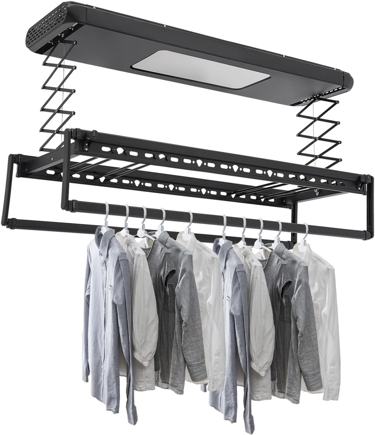 QEVA Elektrisch Droogrek - Droogrek Elektrisch - Verwarmde Droogrek - Zwart - 138cm x 37cm x 22cm