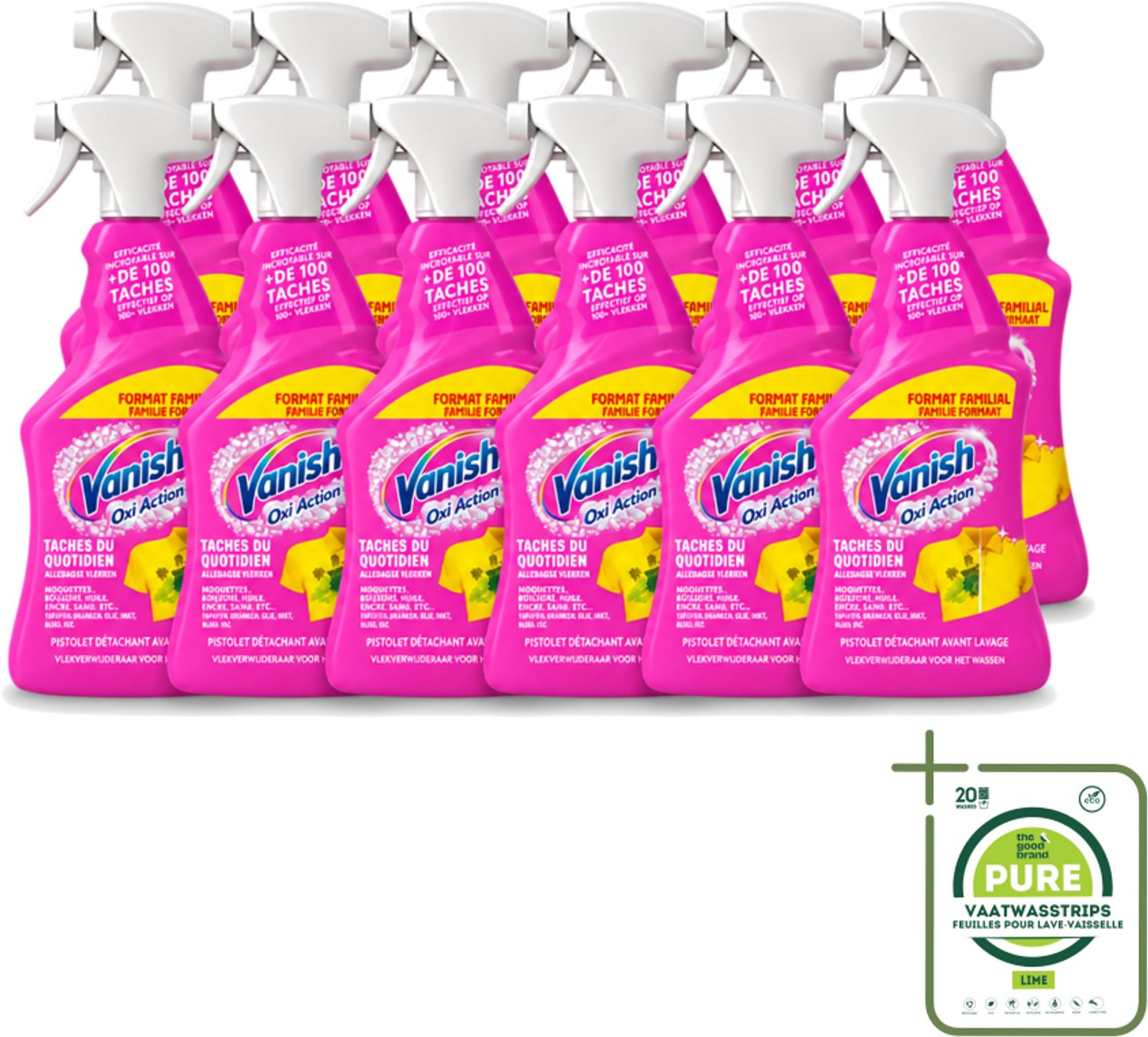 12 x Vanish – Vlekverwijderaar Spray – Oxi Action 4-in-1 – 940 ml - Grootverpakking - Vaatwasstrips - Vlekverwijderaar - Wasmiddel - Vlekken Verwijderen - Kleurverlies Voorkomen - Vetvlekken Verwijderen
