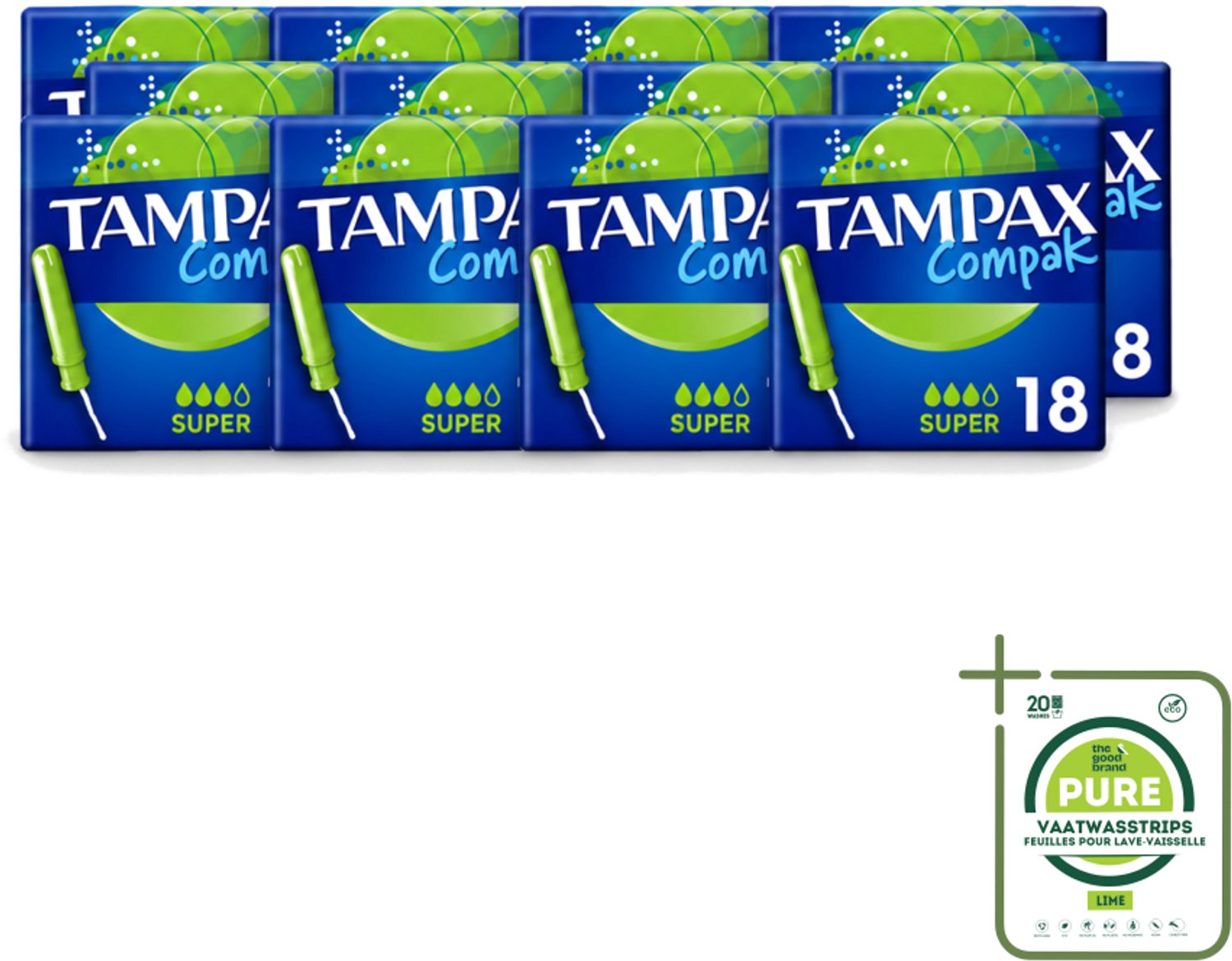 12 x Tampax Compak – Tampons – Super - Grootverpakking - Tampon - Menstruatie - Menstruatiebescherming - Hygiëne - Menstruatiecomfort