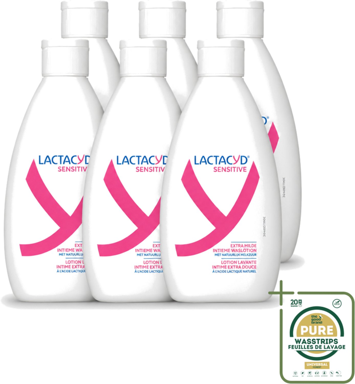6 x Lactacyd Sensitive - Intieme Waslotion - Extra Gevoelig - Met Natuurlijk Melkzuur - 300 ml - Intieme Waslotion - Gevoelige Huid - Melkzuur - Katoenextract - Extra Milde Waslotion