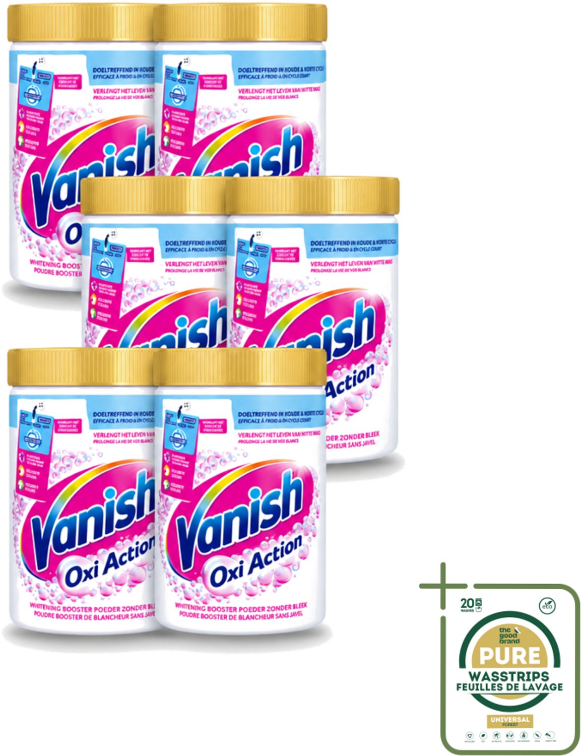6 x Vanish Oxi Action - Vlekkenverwijderaar Poeder - Witte Was - 710 Gram - Wasstrips - Wit Was - Vlekverwijderaar - Witheid Herstellen - Geur Neutraliseren - Koud Water