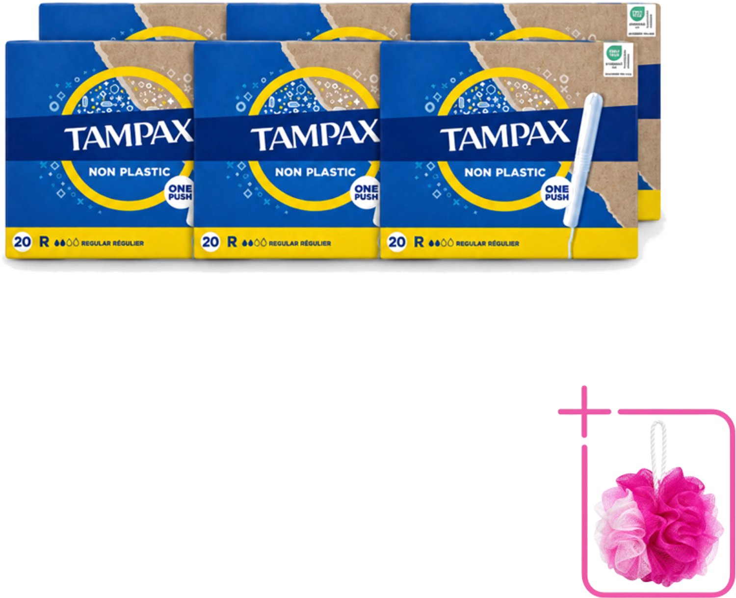 6 x Tampax – Tampons – Regular – Kartonnen inbrenghuls - Bulkverpakking - Tampons - Menstruatie