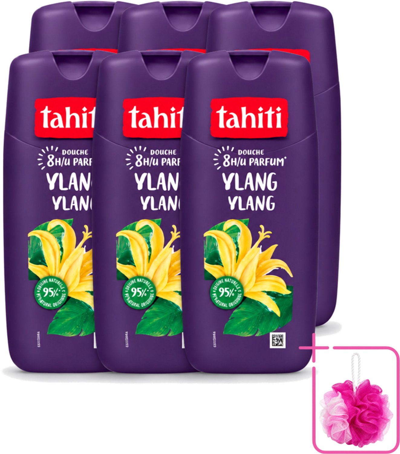 6 x Tahiti – Douchegel – Ylang Ylang - 315 ml - Bulkverpakking - Douchegel tahiti - Douchemop - Ylang ylang douchegel