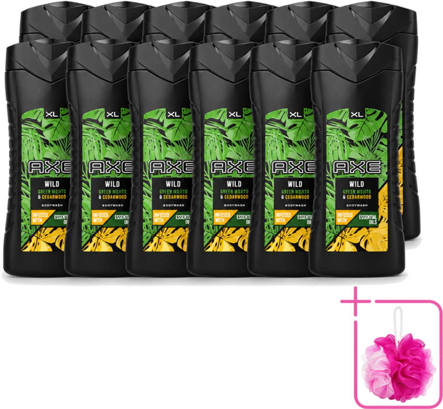 12 x AXE - Douchegel - Wild - 400 ml - Bulkverpakking - Douchegel - Douchemop - Frisheid