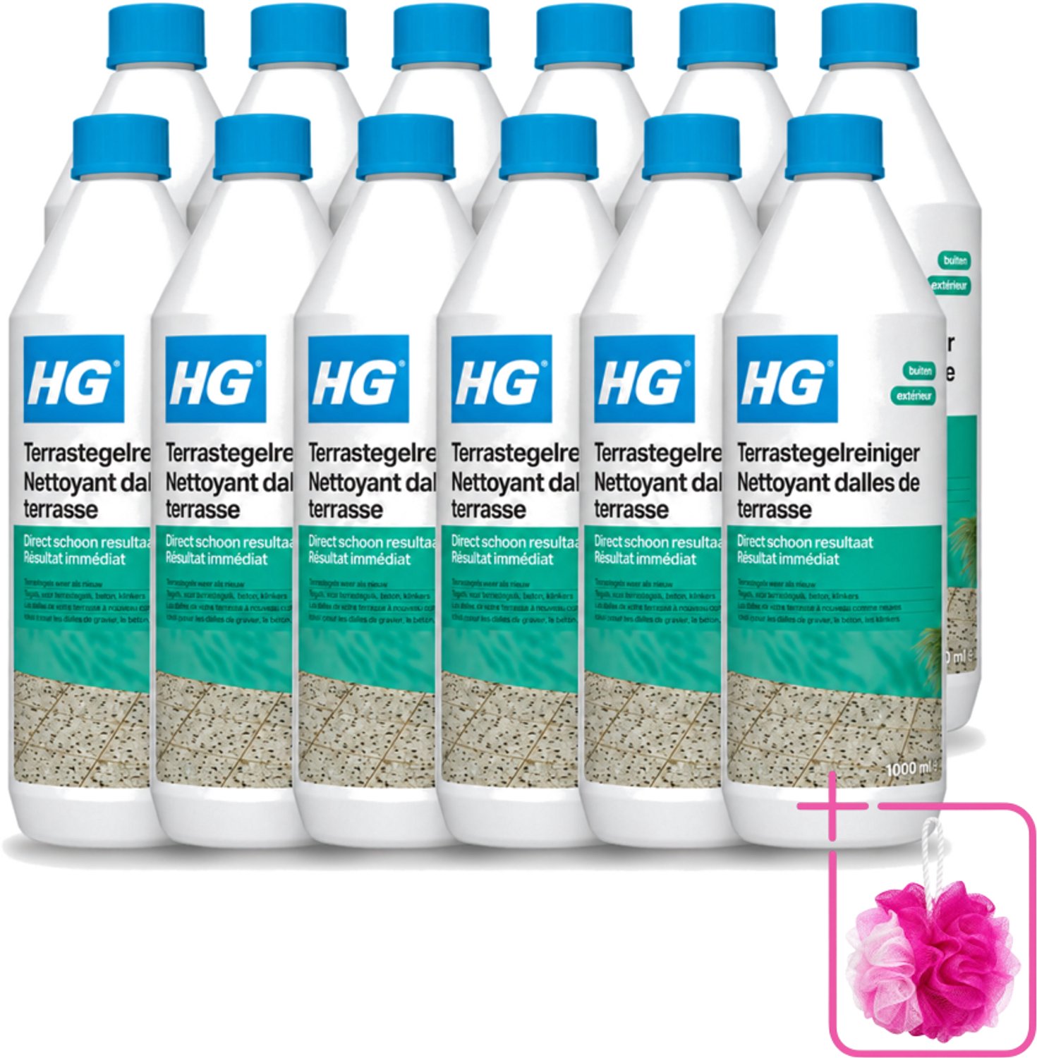 12 x HG - Terrastegelreiniger - 1 L - Bulkverpakking - Terras reinigen - Terrastegel reiniger