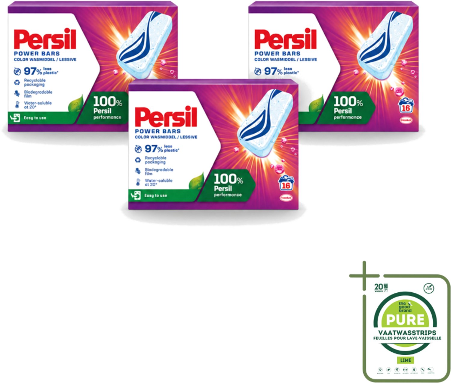 3 x Persil Power Bars - Wasmiddeltabletten - Gekleurde Was - 16 Wasbeurten - Grootverpakking - Vaatwasstrips - Wasmiddelbar - Gekleurde Was - Wasmiddel Tabletten - Duurzame Was - Milieuvriendelijke Was