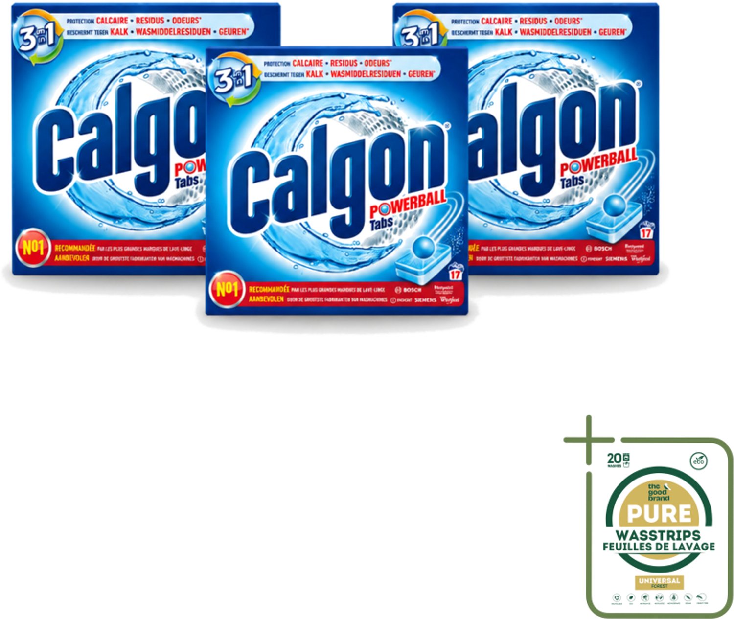 3 x Calgon - Ontkalkingsmiddel - Tegen Kalk, Wasmiddelresiduen & Geuren - 17 Tabletten - Wasstrips - Ontkalken Wasmachine - Kalkvoorkomen - Wasmiddelresiduen - Geuren Bestrijden - Wasmachine Onderhoud