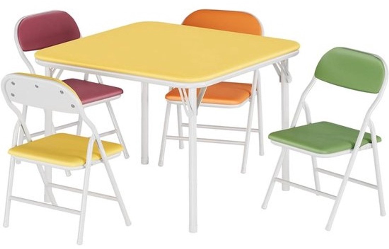 Opvouwbare kindertafel met 4 stoelen, set tafel en stoel voor de kleuterschool, activiteitentafel voor eetkamer, kleuterschool, klaslokaal, kleurrijk