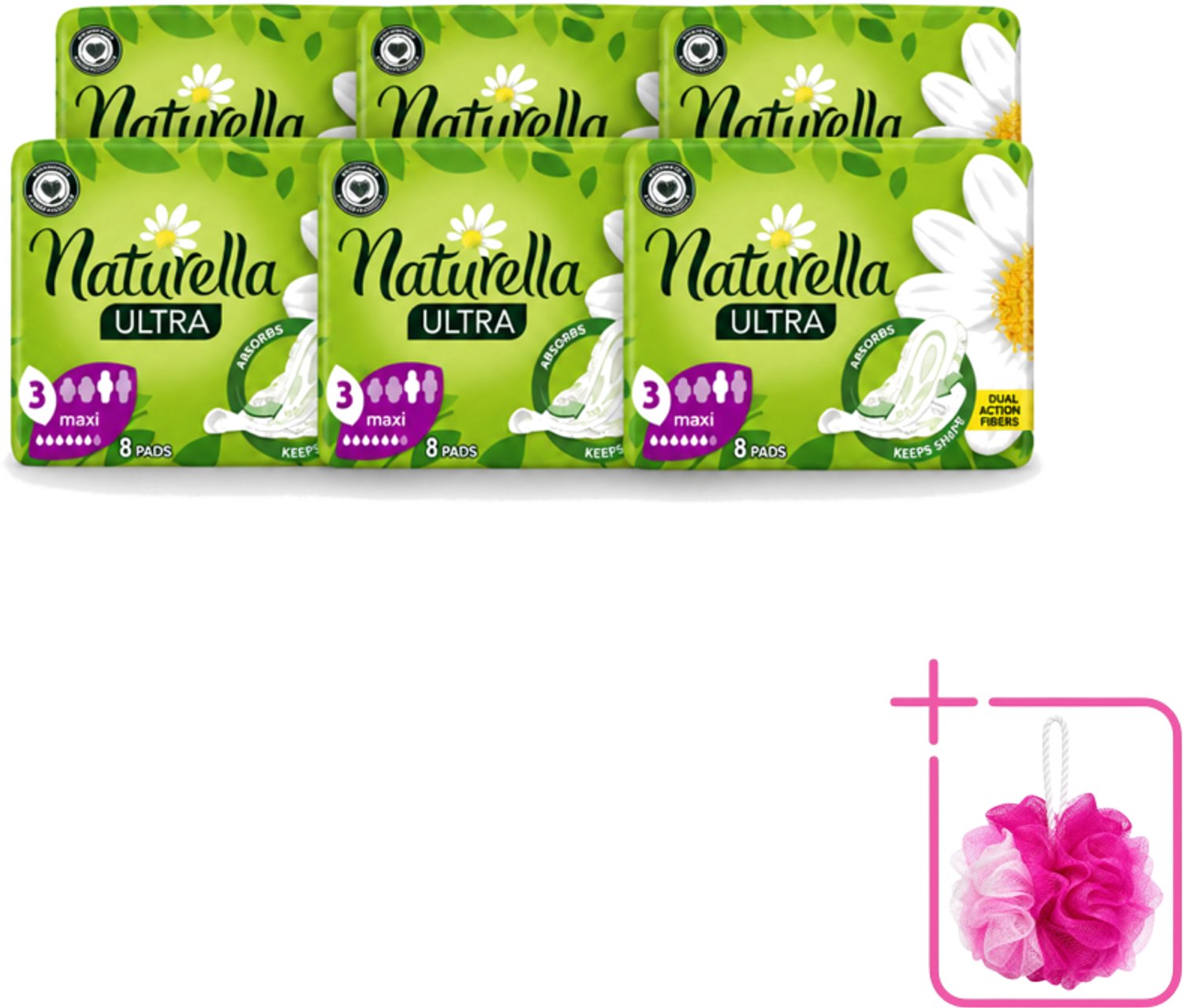 6 x Natur'ella - Ultra - Maandverband - Maxi - 8 Pads - Bulkverpakking - Maandverband - Menstruatie