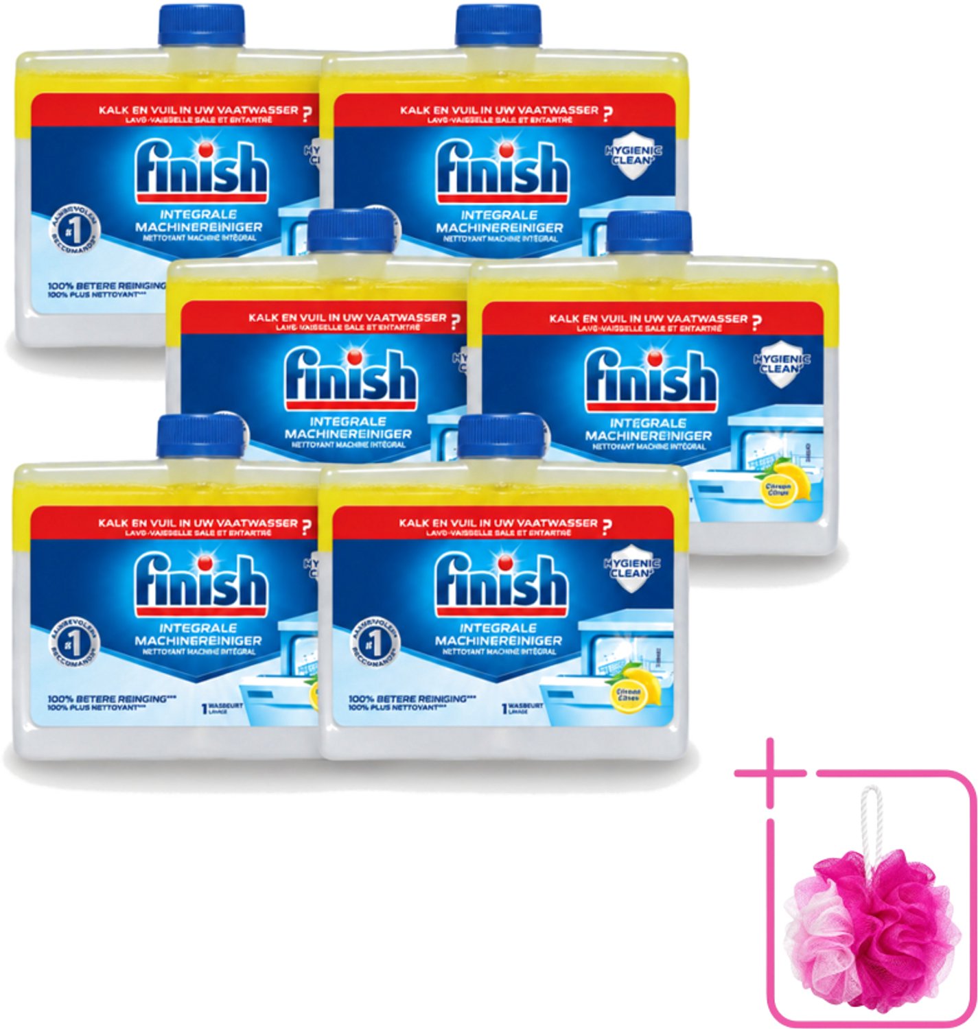 6 x Finish - Integrale Machinereiniger - Hygienic Clean - Anti-Kalk & Anti-Vuil - Citroen - 250ml - Bulkverpakking - Vaatwasmachinereiniger - Douchemop - Vaatwasmachine reinigen
