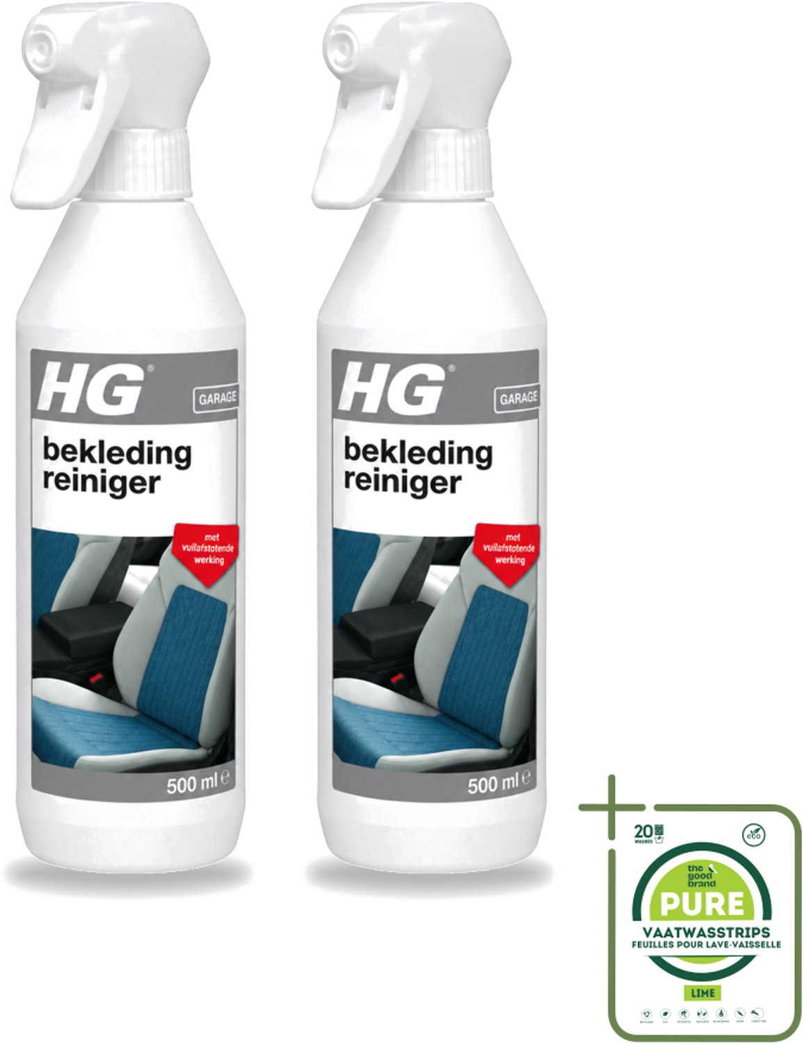 2 x HG - Garage - Bekledingreiniger - Met Vuilafstotende Werking - 500 ml - Grootverpakking - Vaatwasstrips - Bekleding Reinigen - Vlekken Verwijderen - Vuilafstotend - Auto Bekleding Reinigen - Caravan Bekleding Reinigen